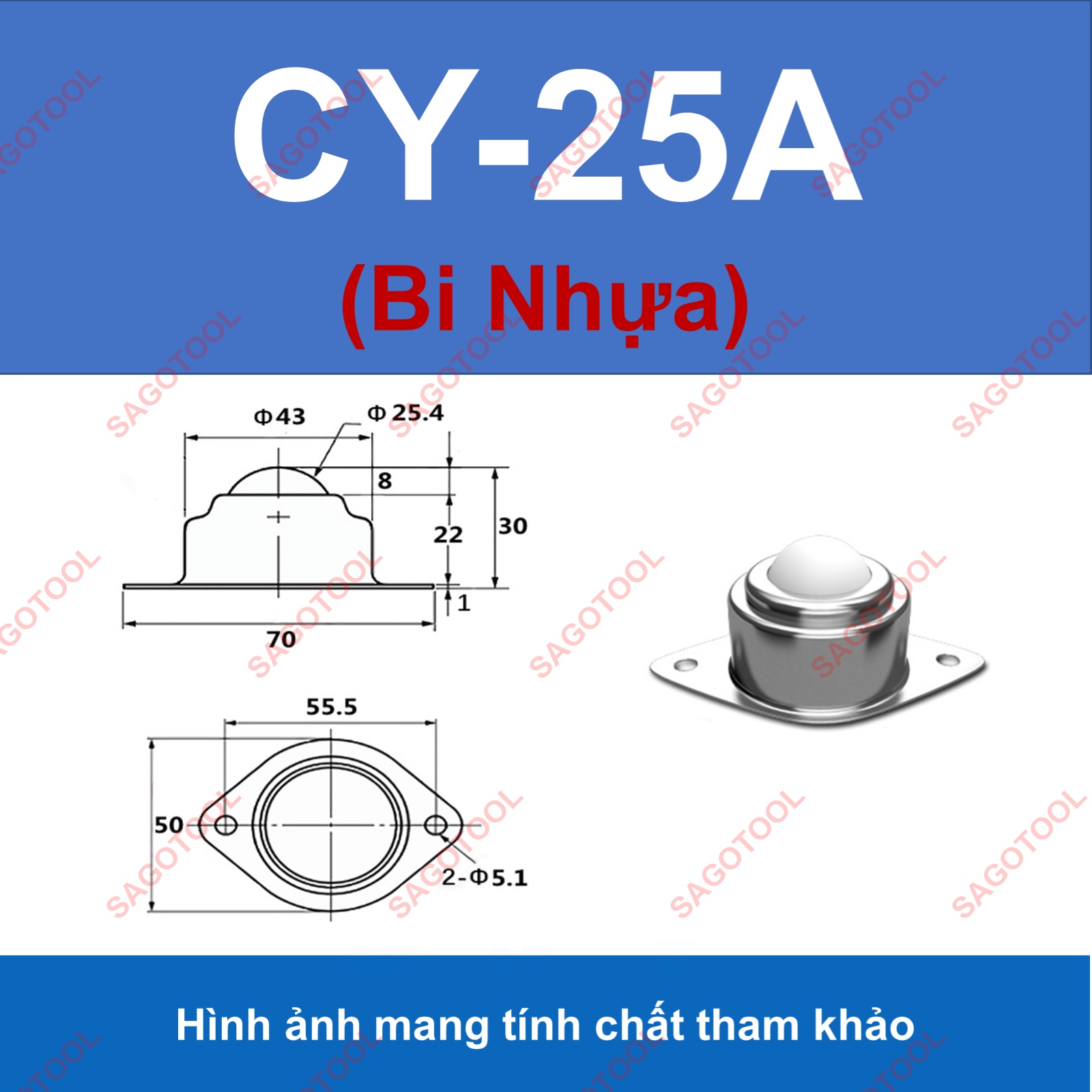 Bánh xe đa hướng, con lăn bi cầu, vòng bi cầu CY15A -CY25A loại chuẩn - Ảnh 11