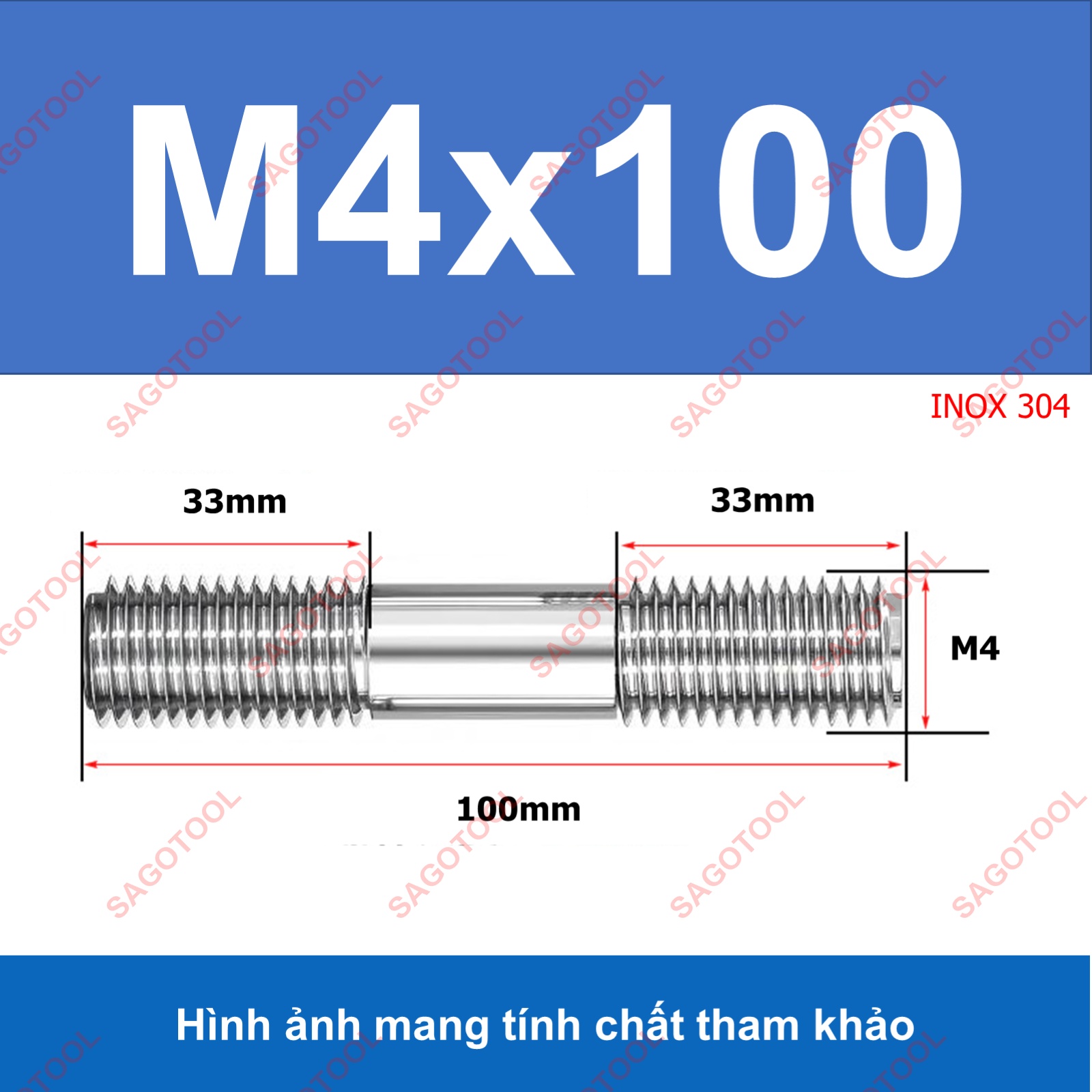 Bulong 2 đầu ren, Guzong Inox 304 M3 M4 M5 INOX 304 - Ảnh 17
