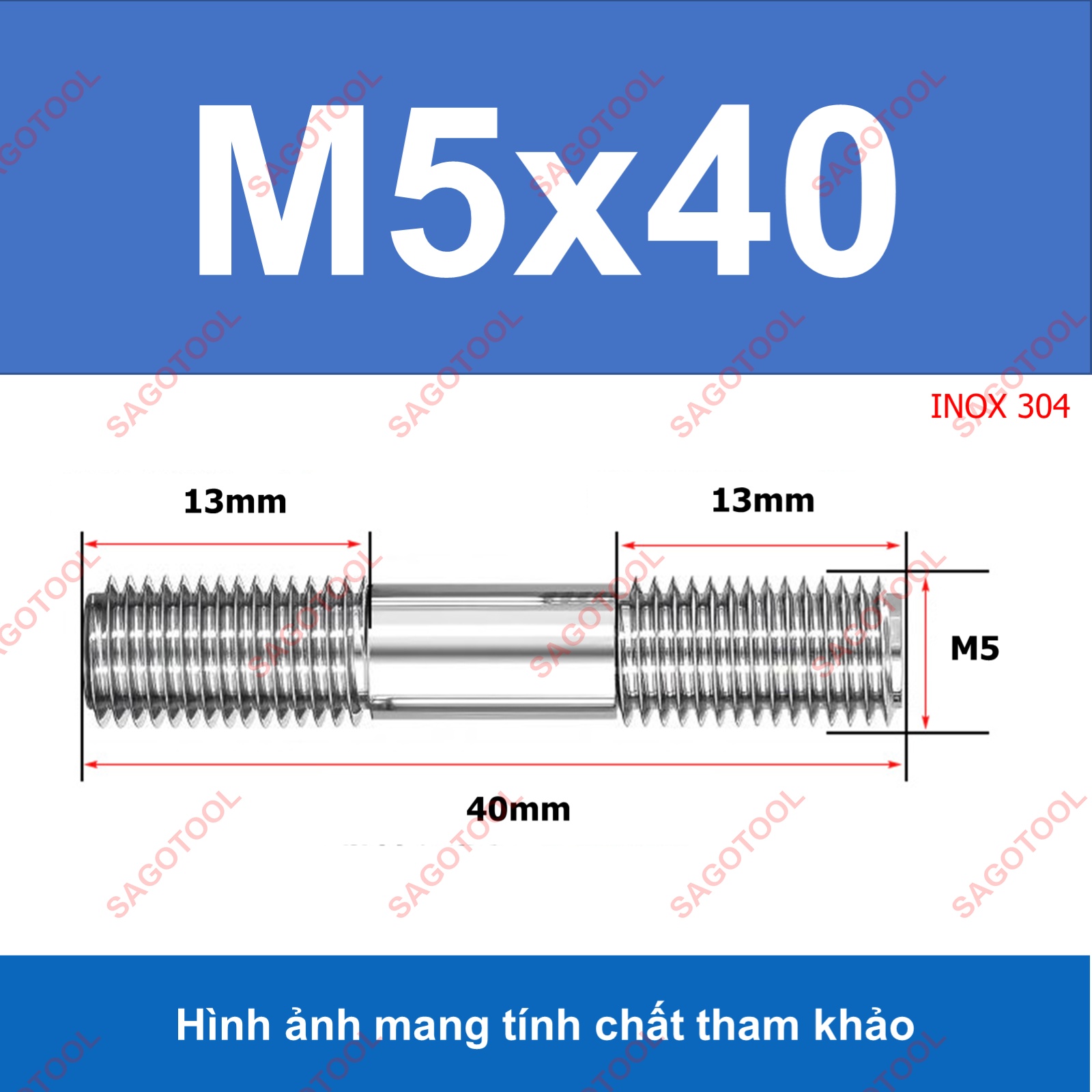 Bulong 2 đầu ren, Guzong Inox 304 M3 M4 M5 INOX 304 - Ảnh 11