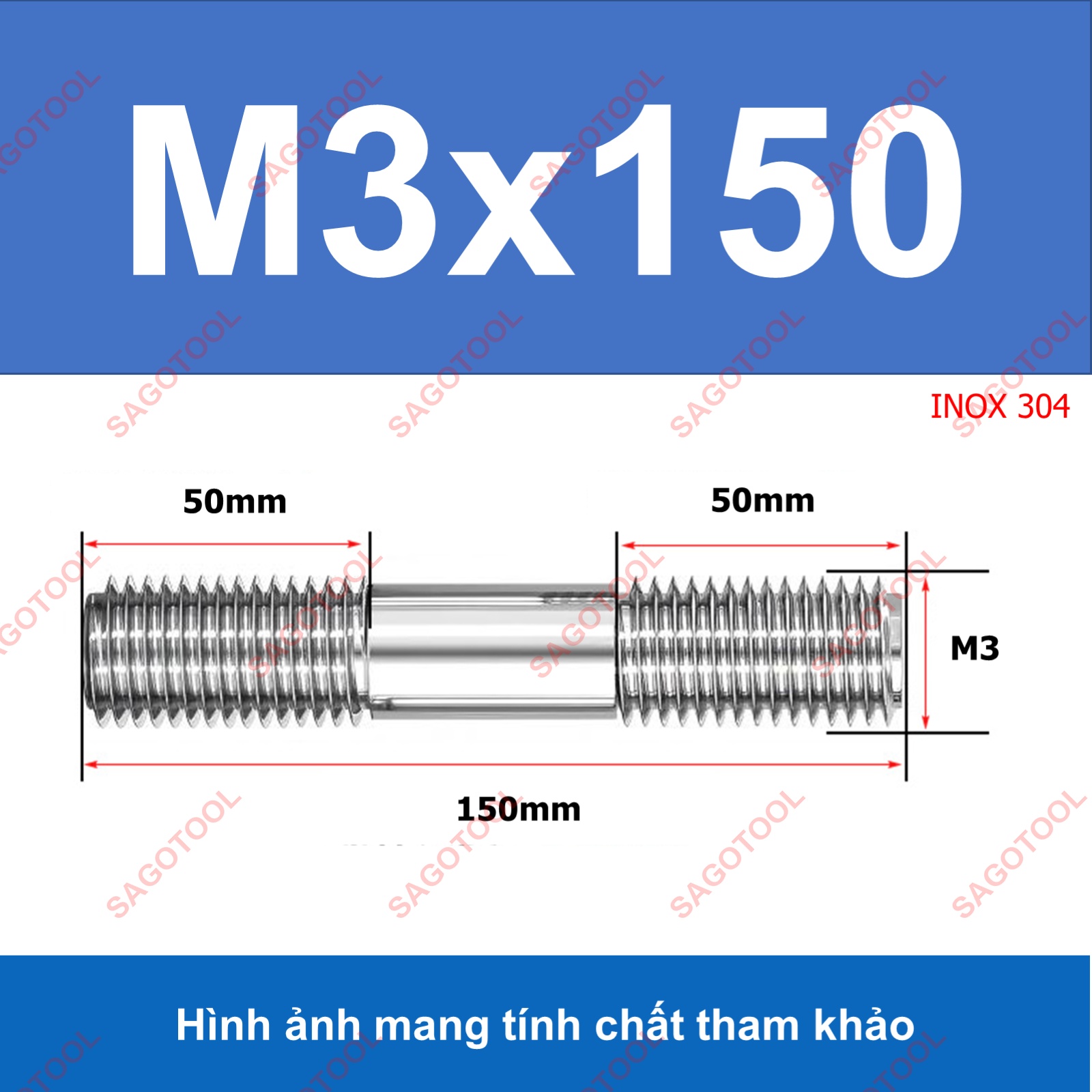 Bulong 2 đầu ren, Guzong Inox 304 M3 M4 M5 INOX 304 - Ảnh 20