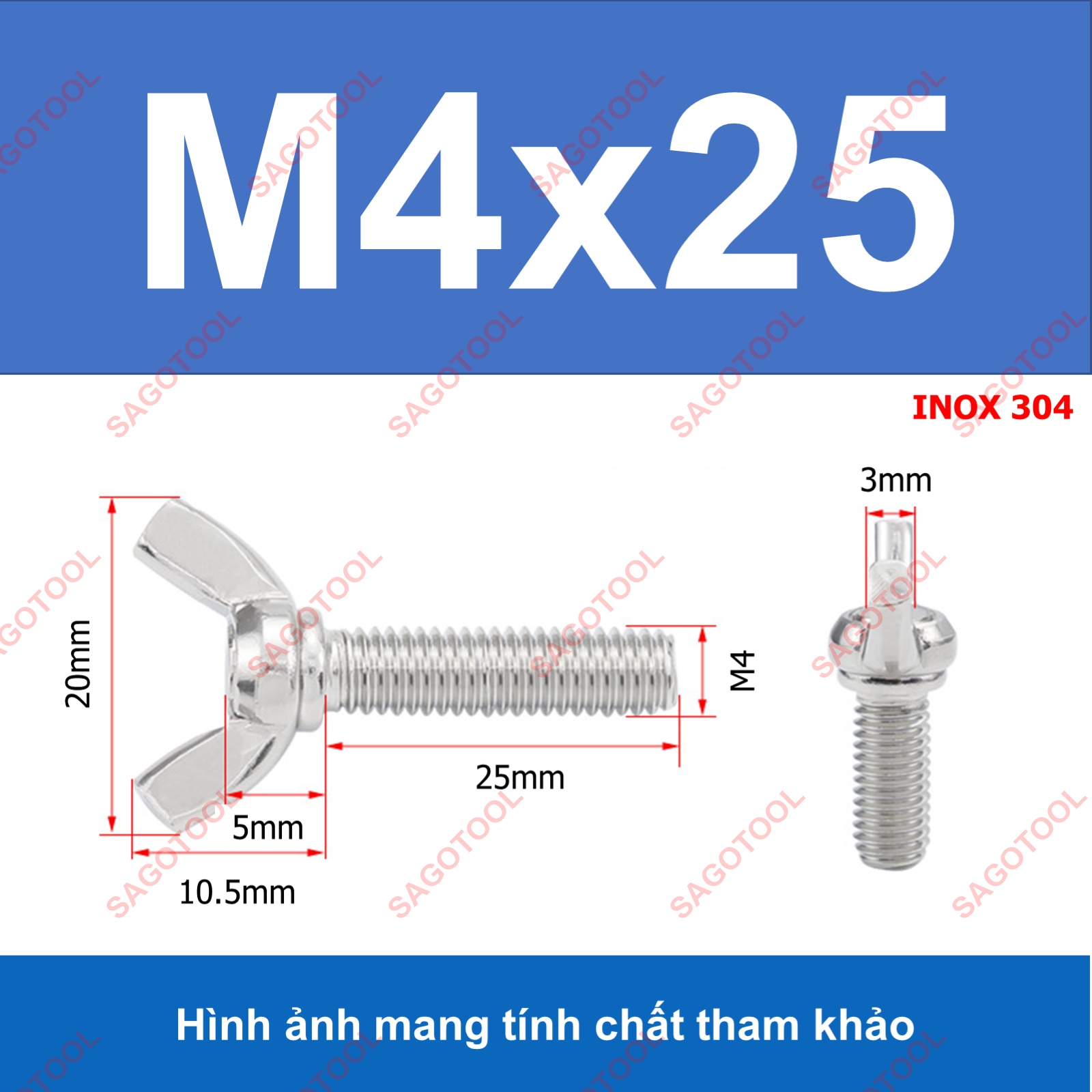 Bulong tai hồng inox 304 M3 M4 M5 M6 M8 M10 Bu lông cánh chuồn (2-3 con) - Ảnh 21