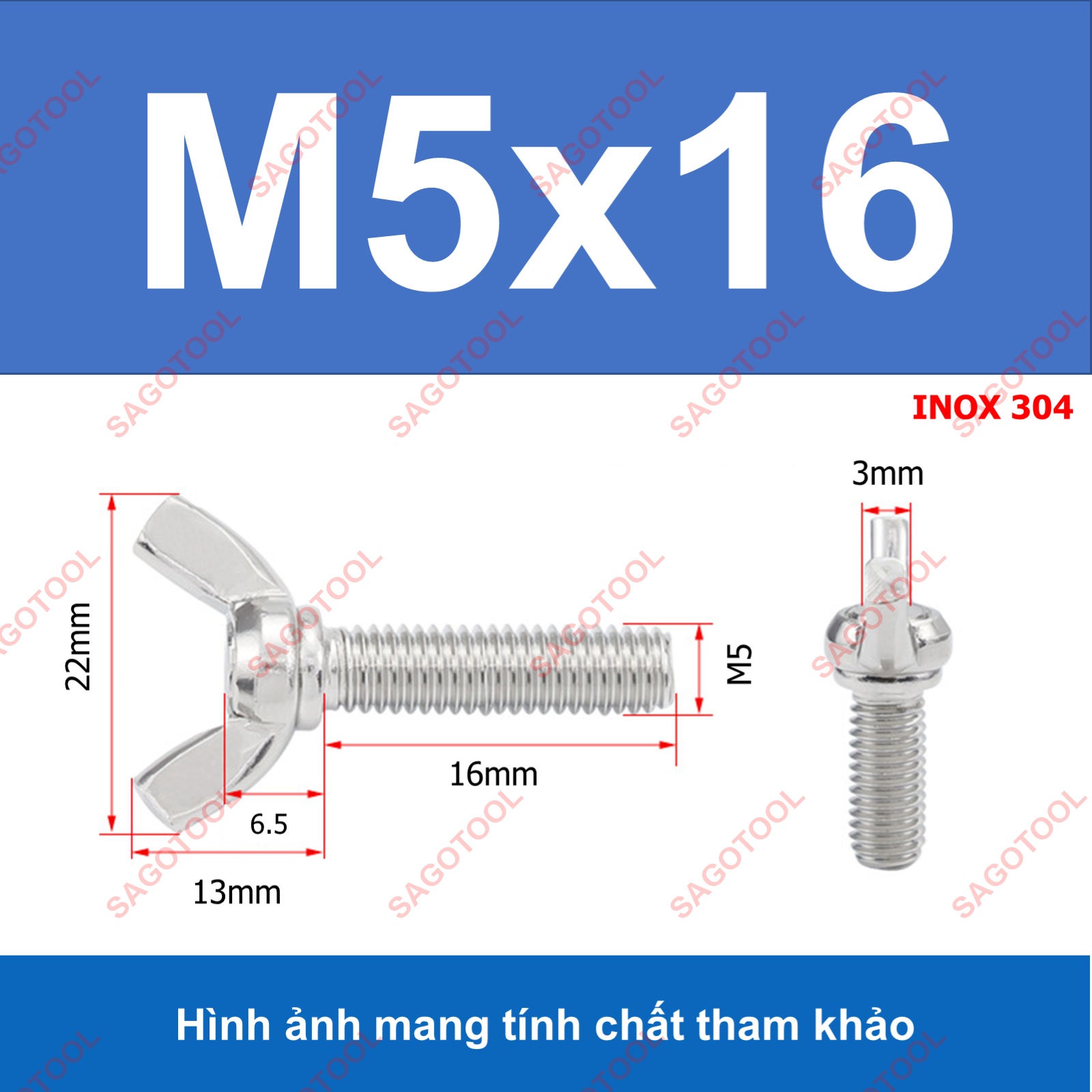 Bulong tai hồng inox 304 M3 M4 M5 M6 M8 M10 Bu lông cánh chuồn (2-3 con) - Ảnh 26