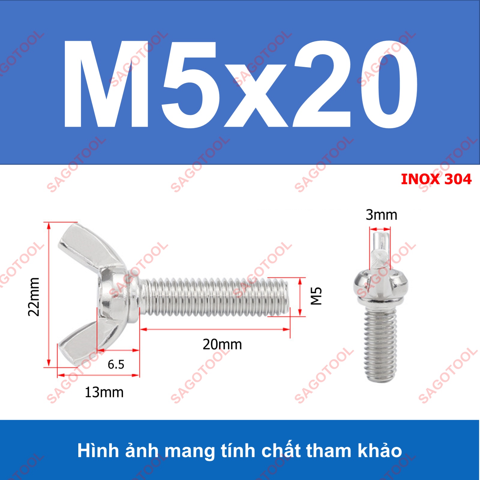 Bulong tai hồng inox 304 M3 M4 M5 M6 M8 M10 Bu lông cánh chuồn (2-3 con) - Ảnh 27