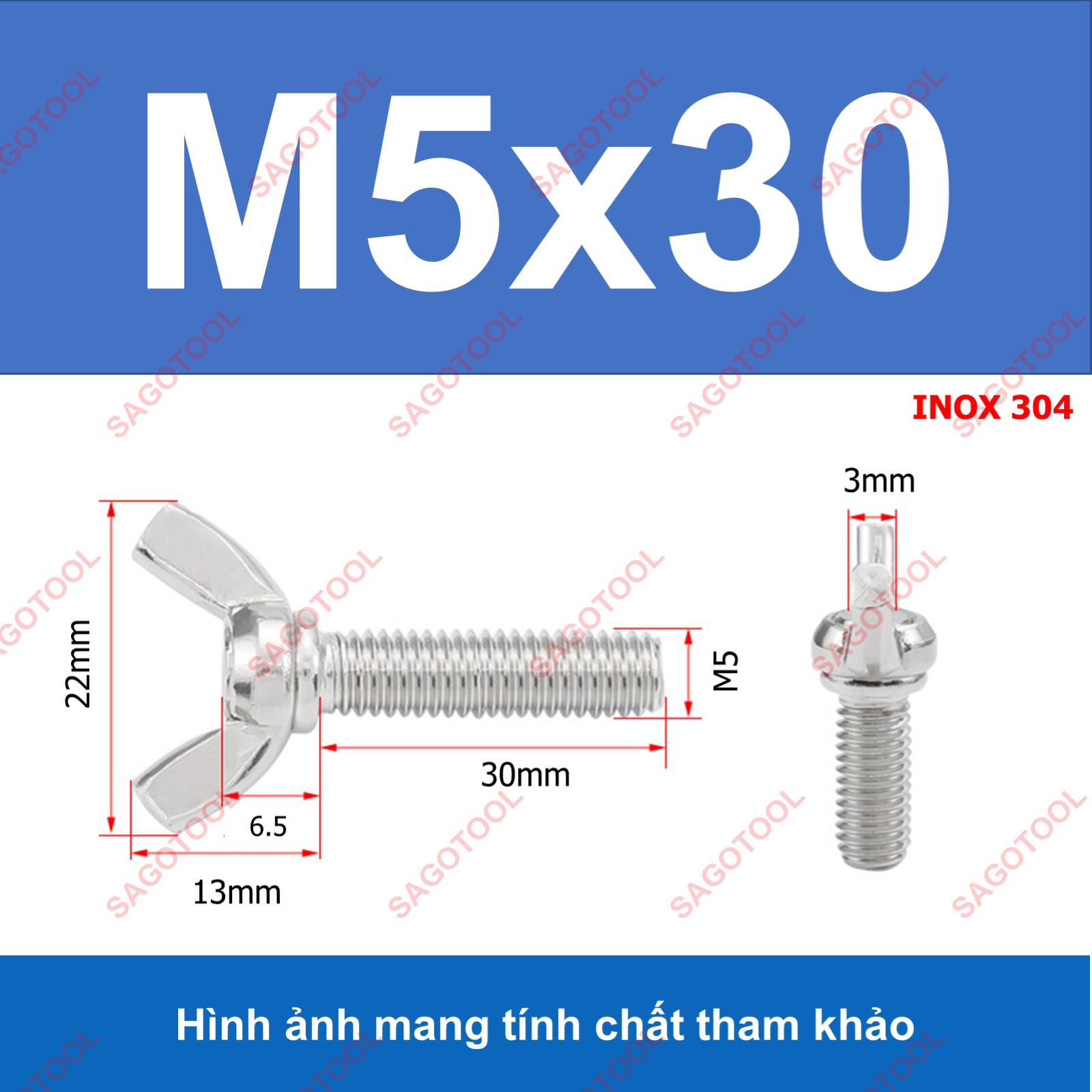 Bulong tai hồng inox 304 M3 M4 M5 M6 M8 M10 Bu lông cánh chuồn (2-3 con) - Ảnh 29