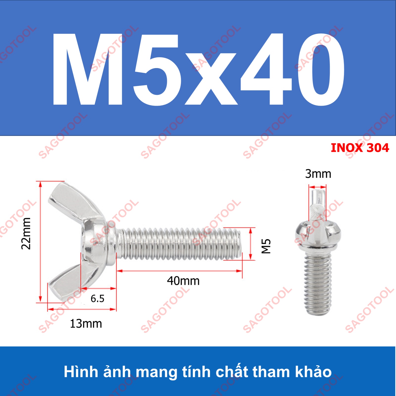 Bulong tai hồng inox 304 M3 M4 M5 M6 M8 M10 Bu lông cánh chuồn (2-3 con) - Ảnh 30