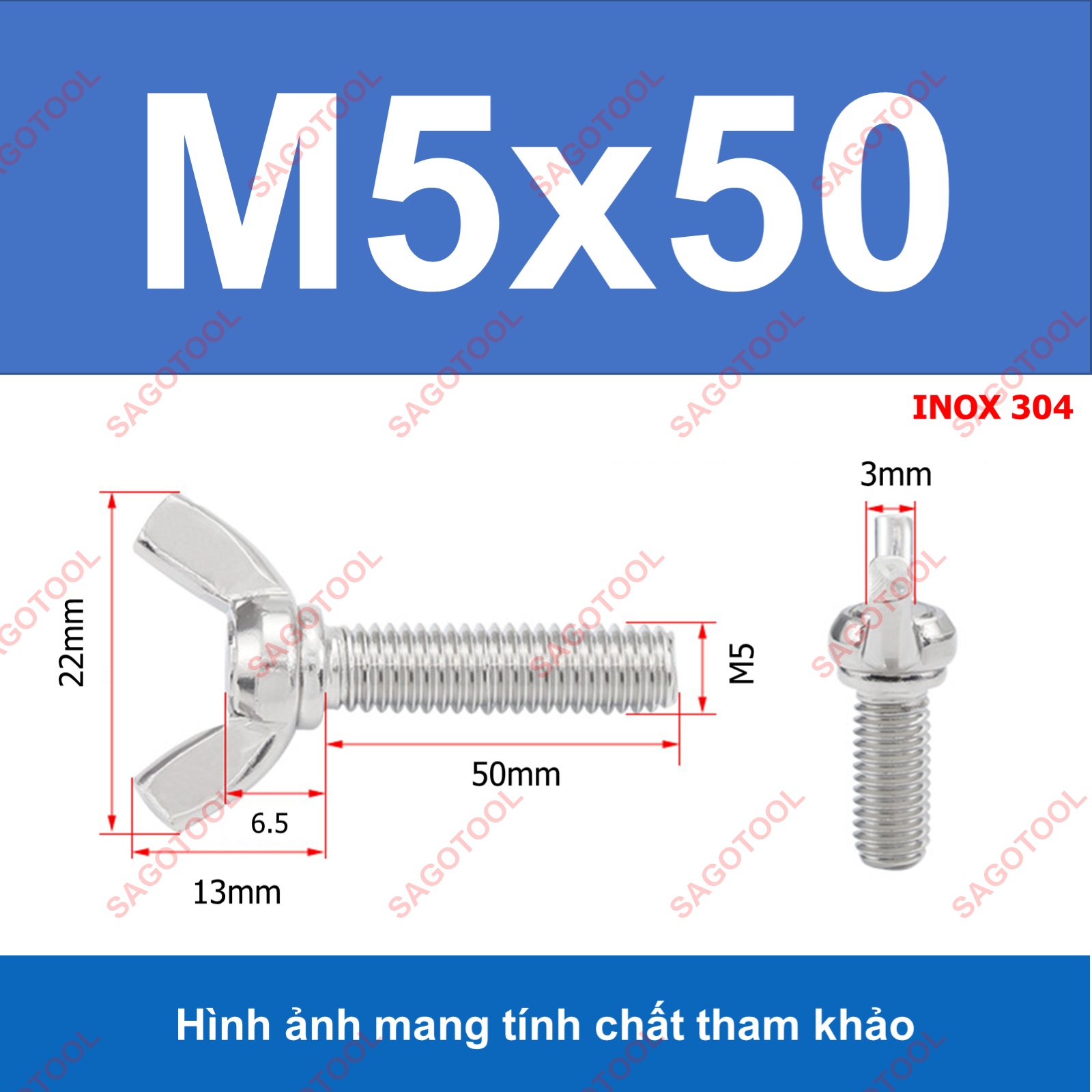 Bulong tai hồng inox 304 M3 M4 M5 M6 M8 M10 Bu lông cánh chuồn (2-3 con) - Ảnh 31