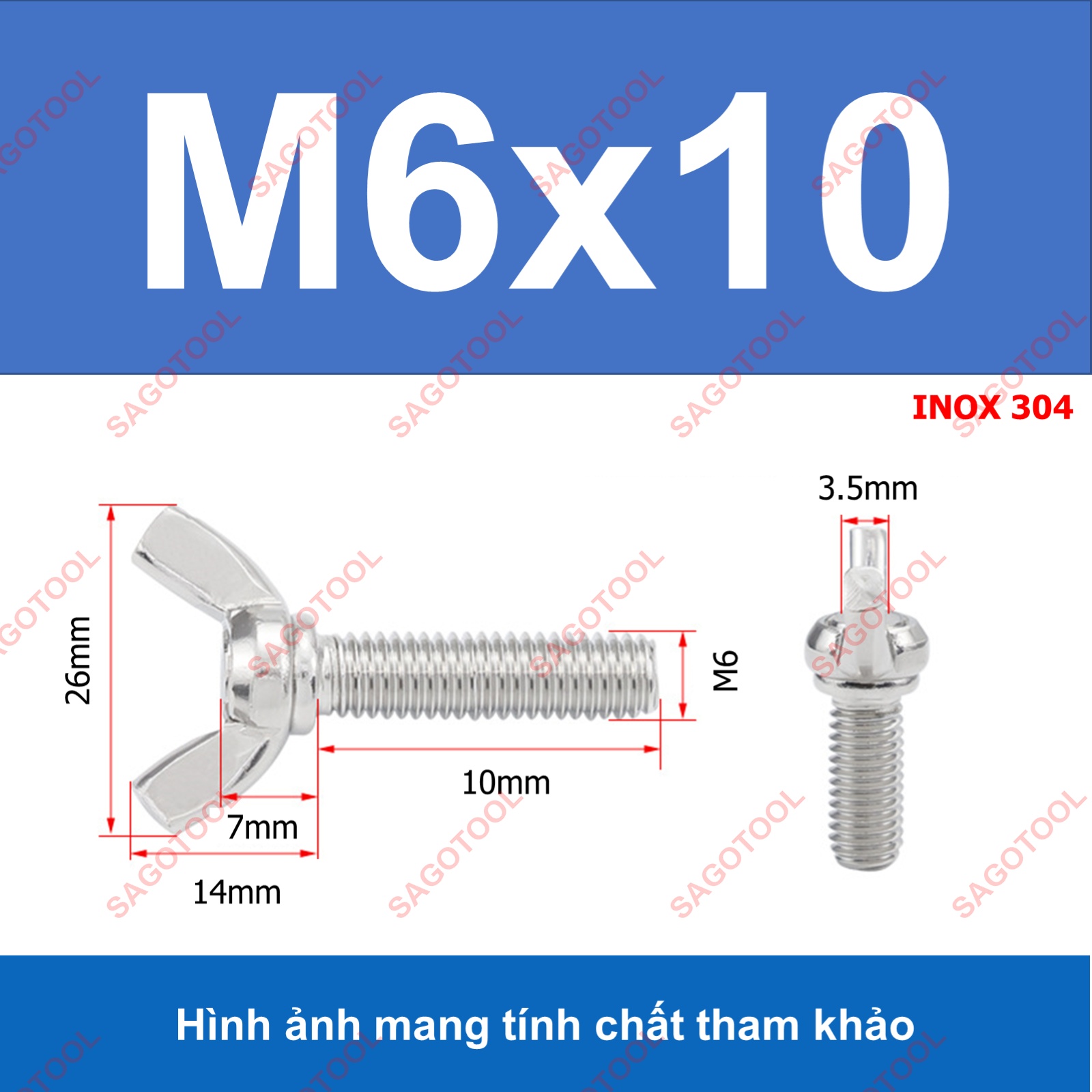 Bulong tai hồng inox 304 M3 M4 M5 M6 M8 M10 Bu lông cánh chuồn (2-3 con) - Ảnh 32