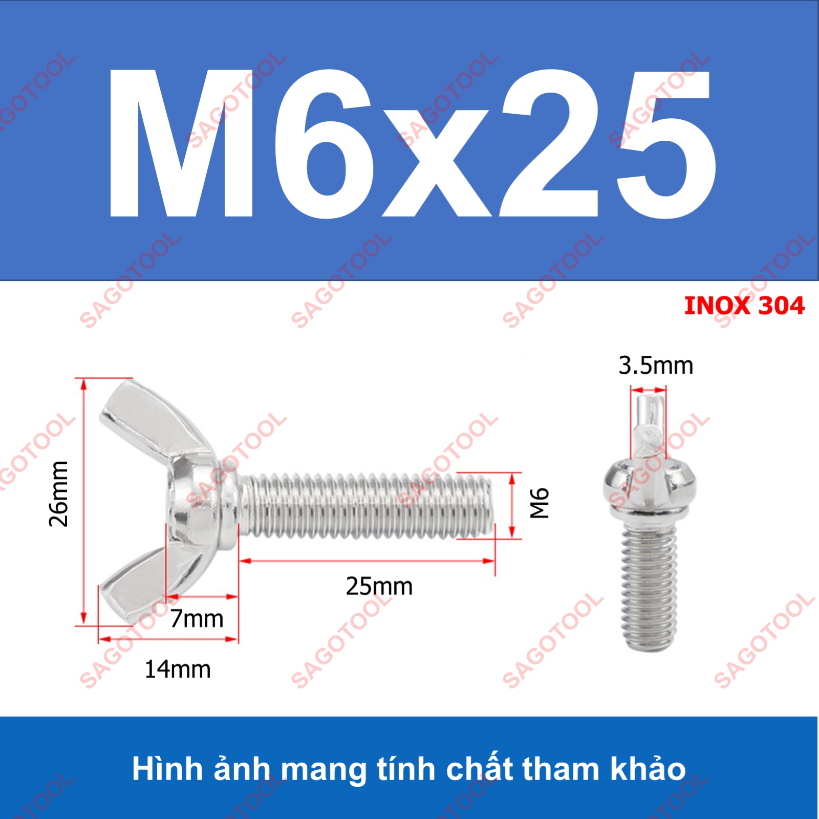 Bulong tai hồng inox 304 M3 M4 M5 M6 M8 M10 Bu lông cánh chuồn (2-3 con) - Ảnh 35