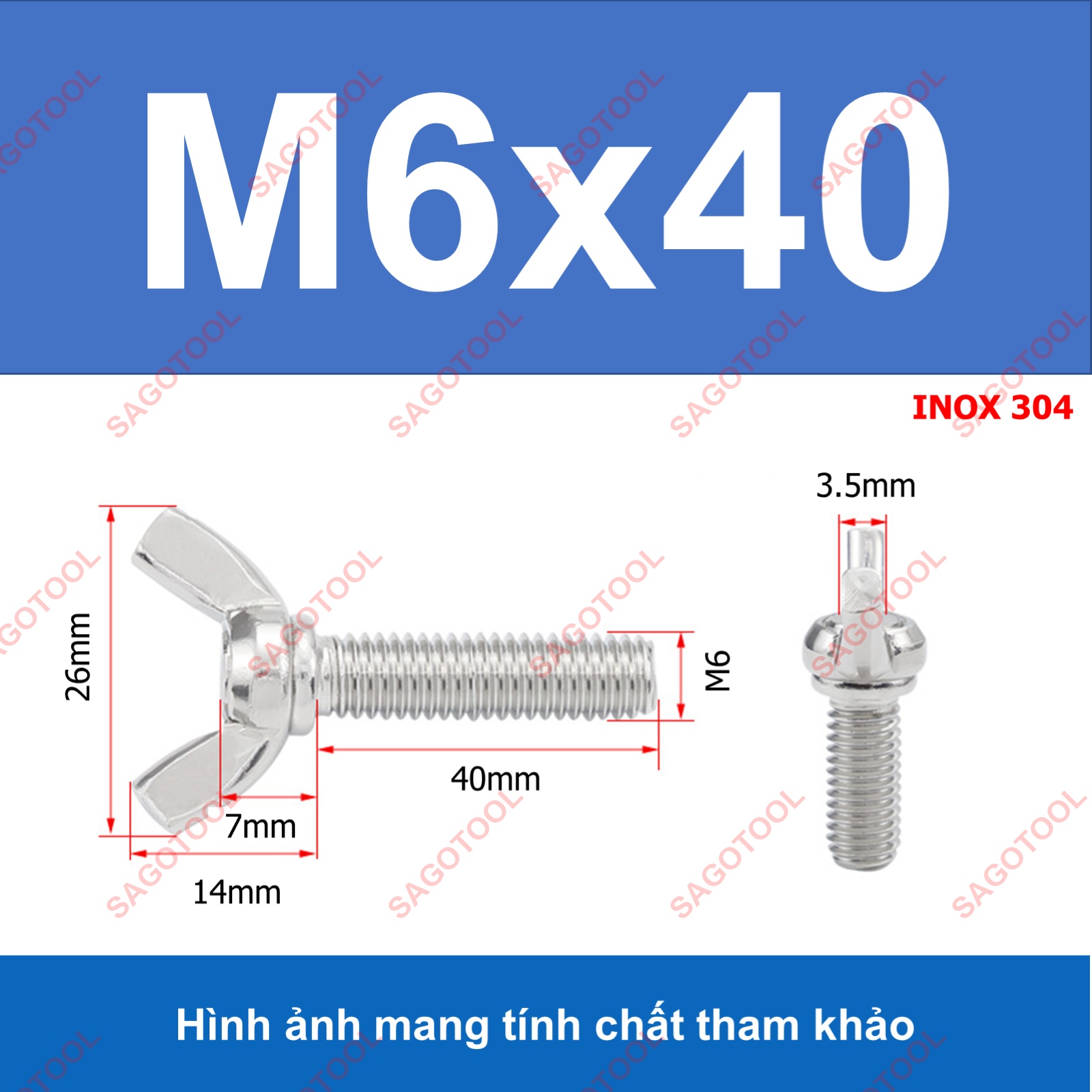 Bulong tai hồng inox 304 M3 M4 M5 M6 M8 M10 Bu lông cánh chuồn (2-3 con) - Ảnh 37