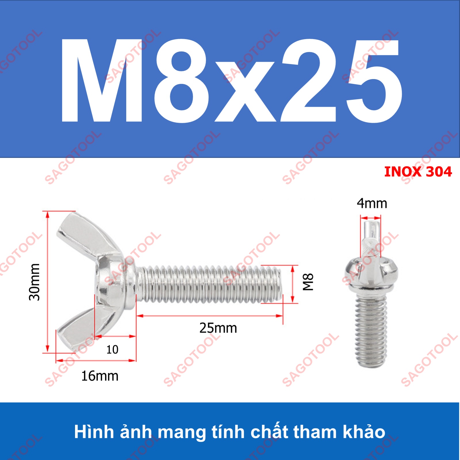 Bulong tai hồng inox 304 M3 M4 M5 M6 M8 M10 Bu lông cánh chuồn (2-3 con) - Ảnh 42