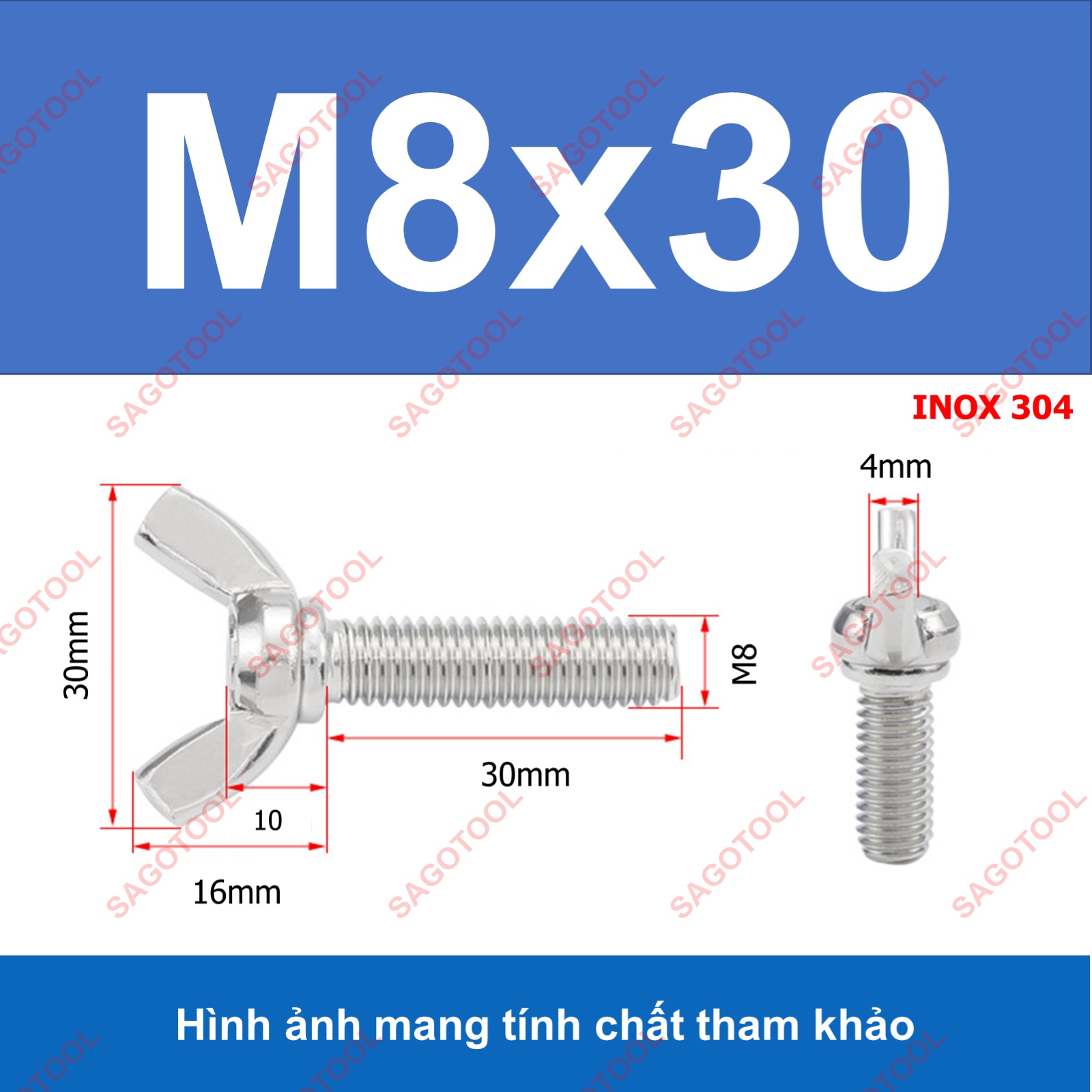 Bulong tai hồng inox 304 M3 M4 M5 M6 M8 M10 Bu lông cánh chuồn (2-3 con) - Ảnh 43
