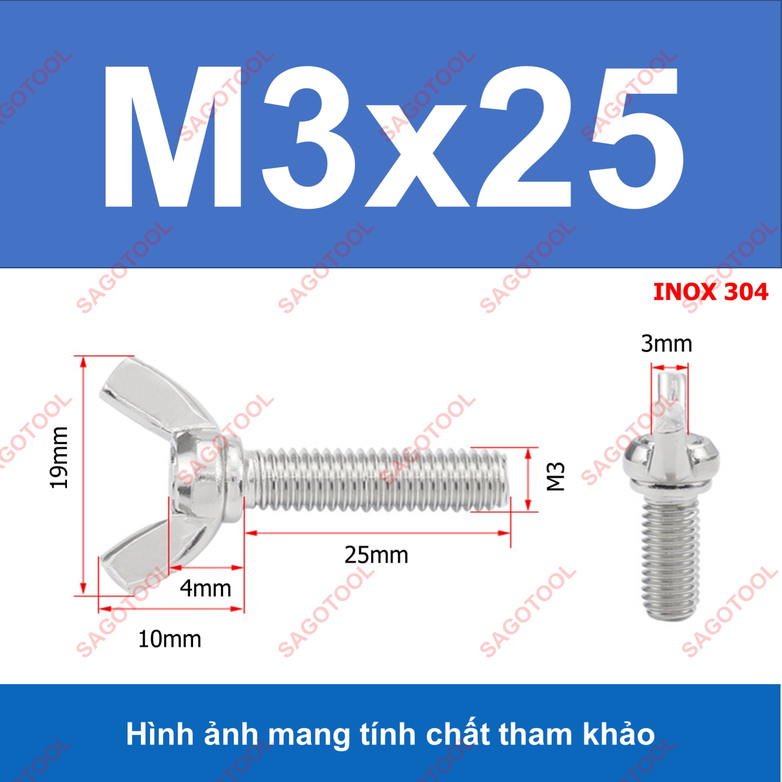 Bulong tai hồng inox 304 M3 M4 M5 M6 M8 M10 Bu lông cánh chuồn (2-3 con) - Ảnh 14