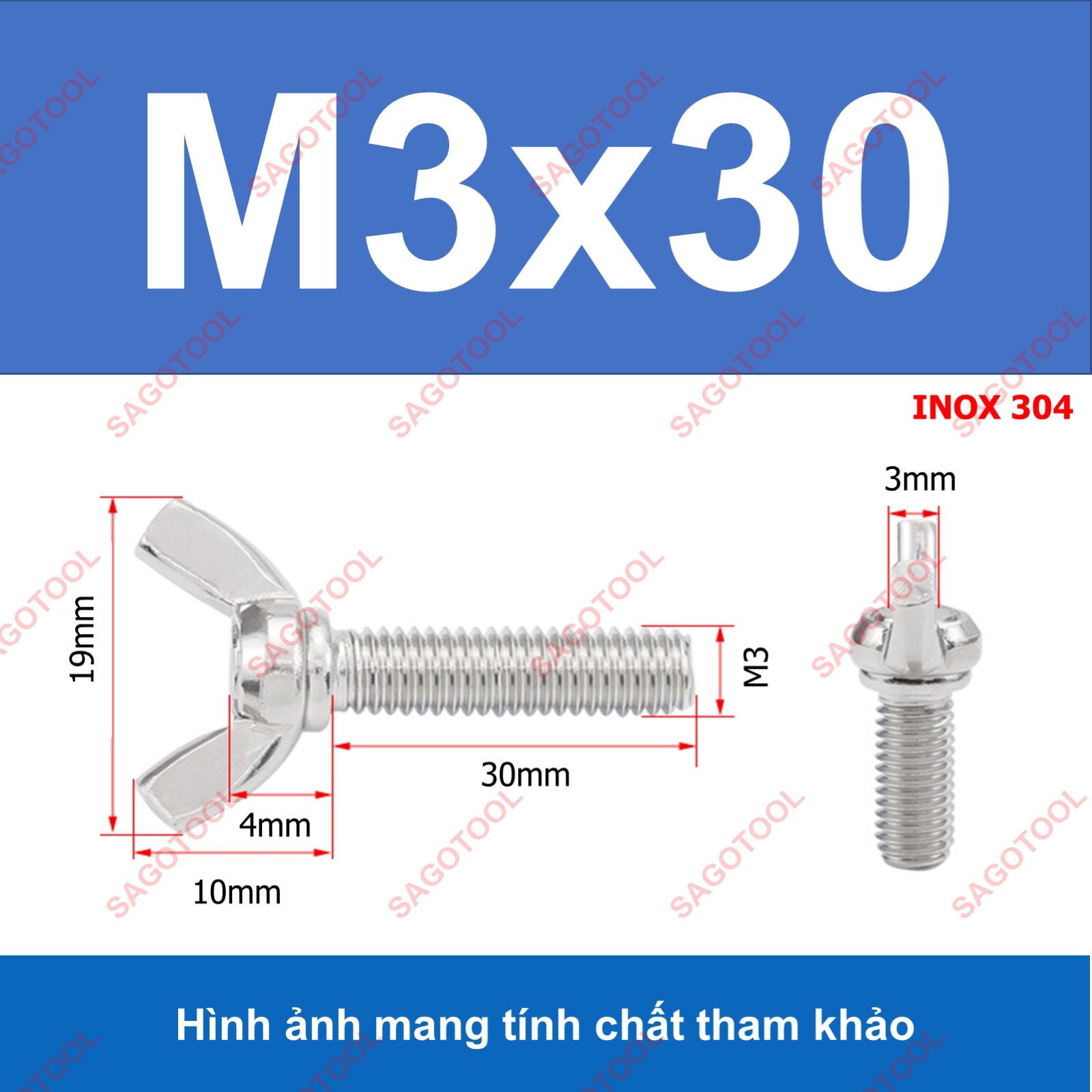 Bulong tai hồng inox 304 M3 M4 M5 M6 M8 M10 Bu lông cánh chuồn (2-3 con) - Ảnh 15