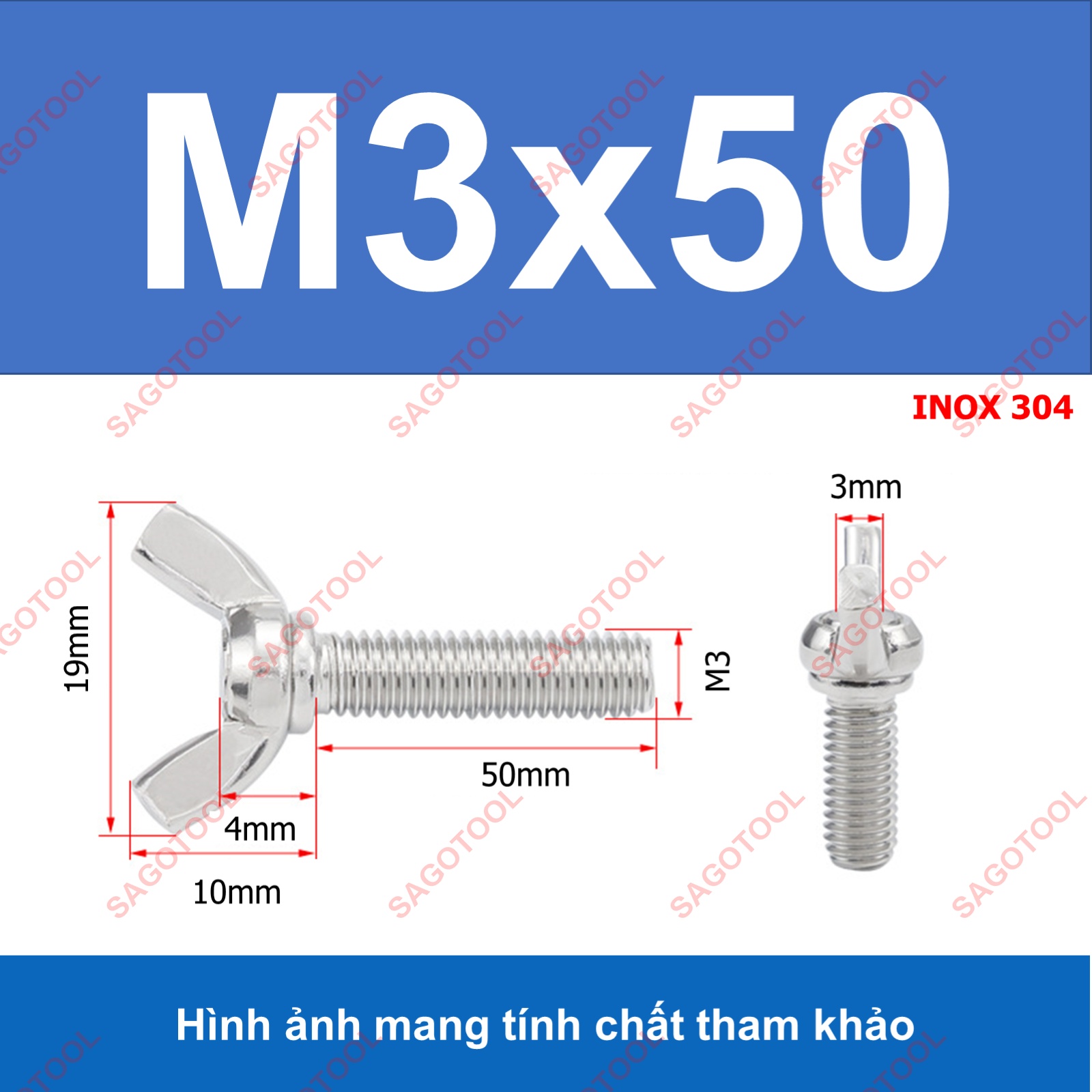 Bulong tai hồng inox 304 M3 M4 M5 M6 M8 M10 Bu lông cánh chuồn (2-3 con) - Ảnh 17