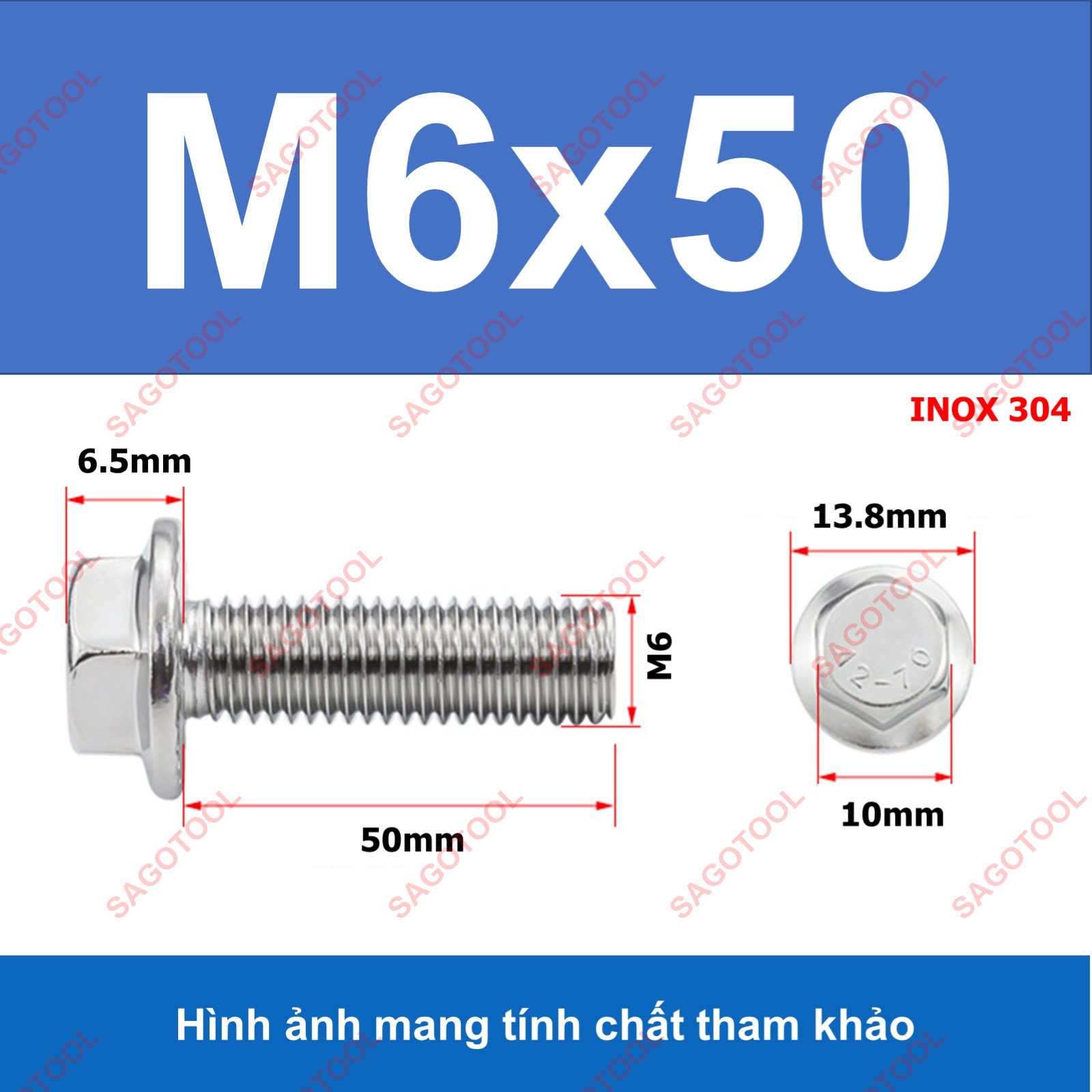 Bulong liền long đền INOX 304 - Ốc inox chống tháo M5 M6 M8 - Ảnh 16