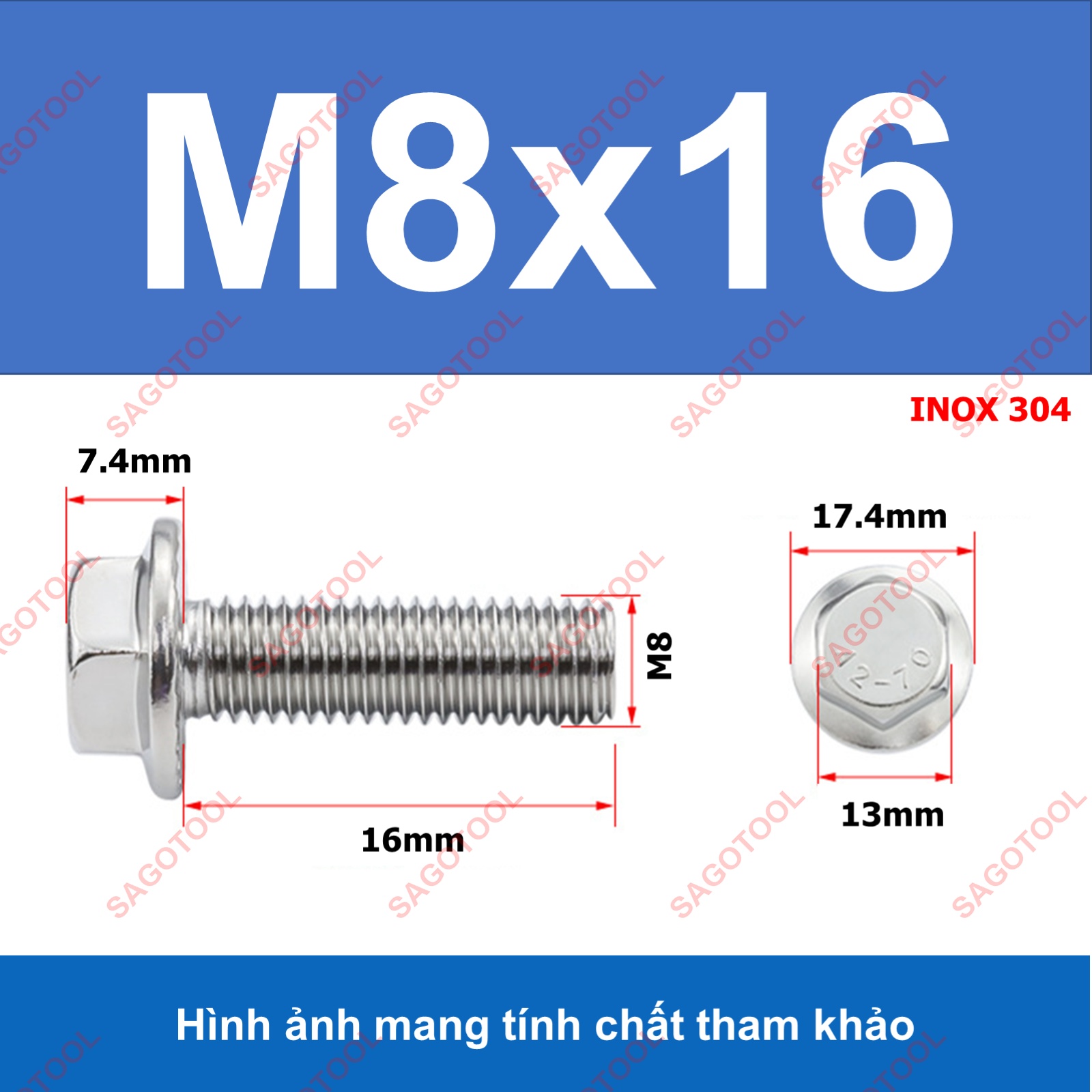 Bulong liền long đền INOX 304 - Ốc inox chống tháo M5 M6 M8 - Ảnh 17
