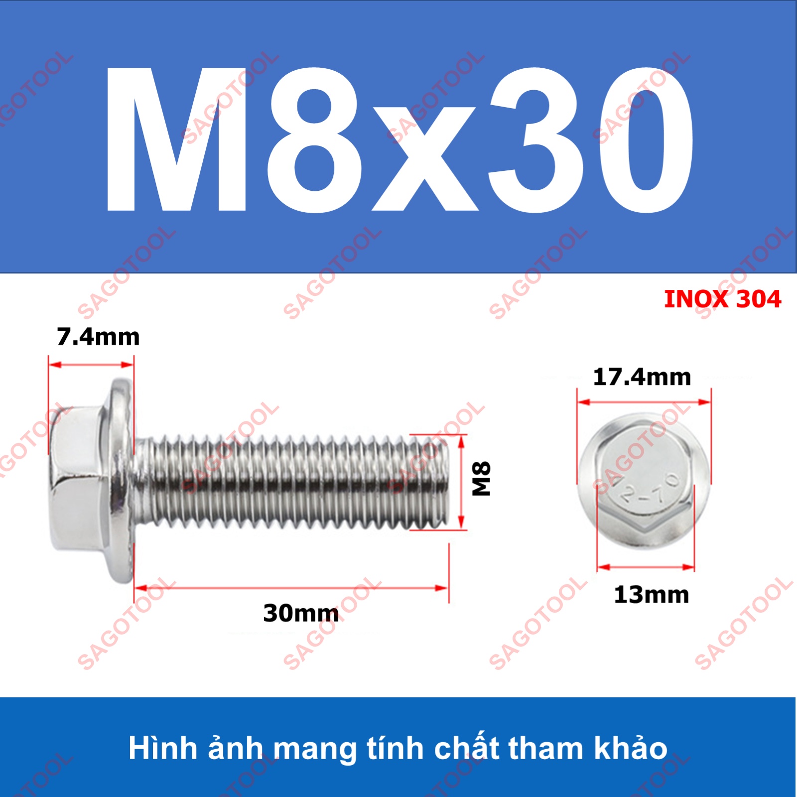 Bulong liền long đền INOX 304 - Ốc inox chống tháo M5 M6 M8 - Ảnh 19