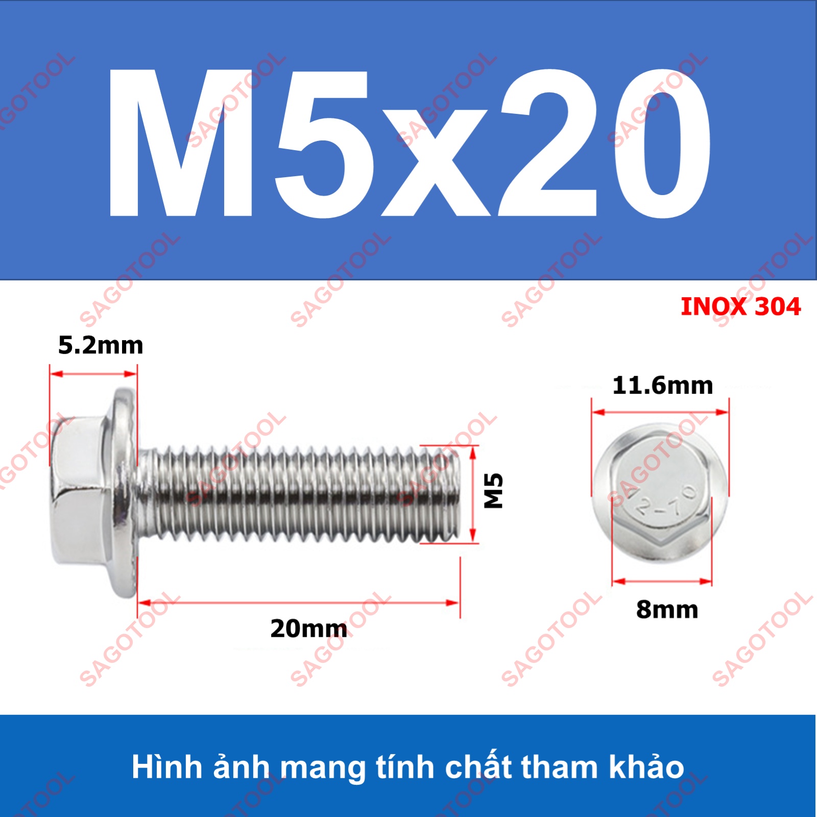 Bulong liền long đền INOX 304 - Ốc inox chống tháo M5 M6 M8 - Ảnh 9