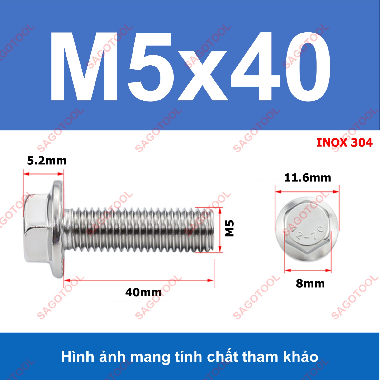 Bulong liền long đền INOX 304 - Ốc inox chống tháo M5 M6 M8 - Ảnh 11