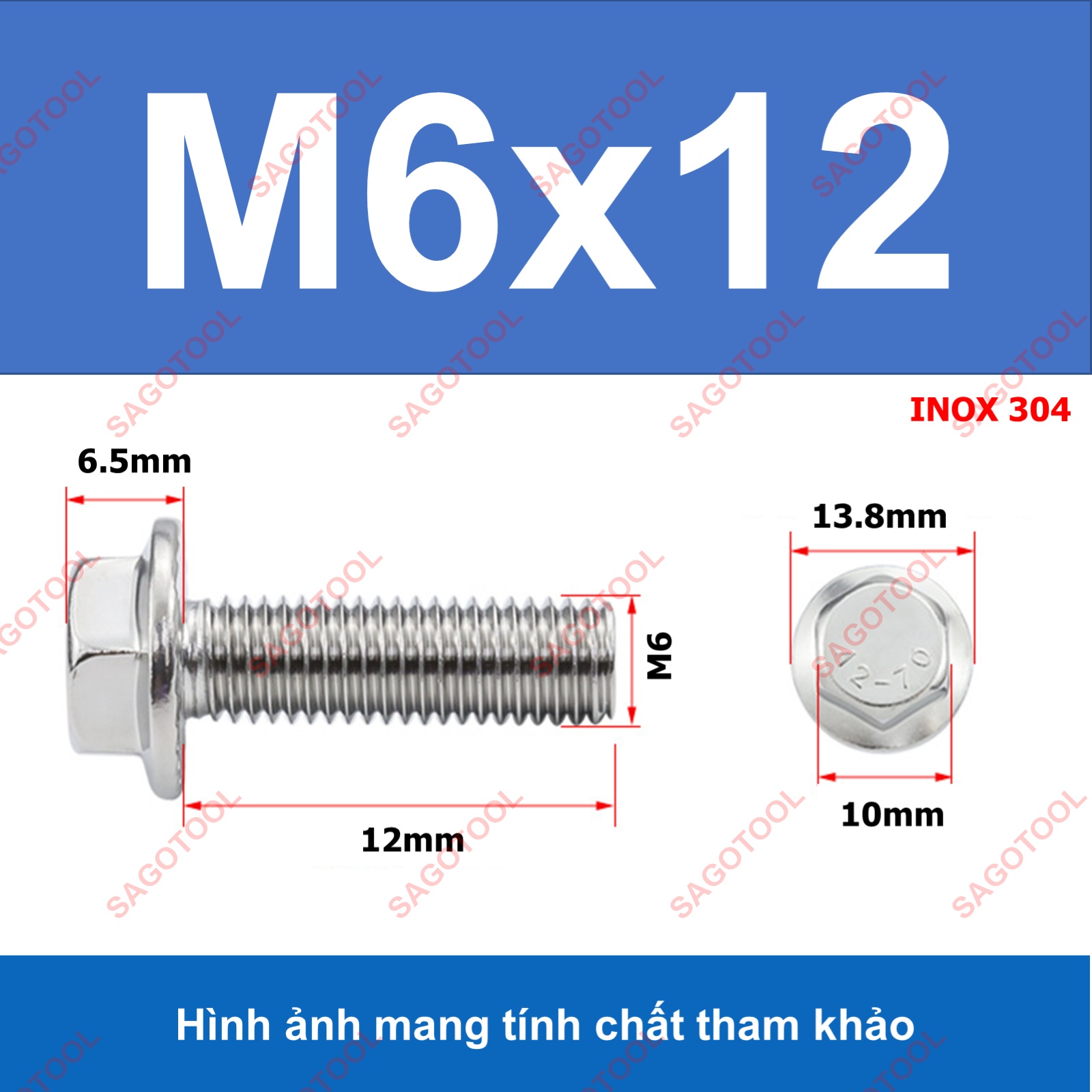 Bulong liền long đền INOX 304 - Ốc inox chống tháo M5 M6 M8 - Ảnh 12