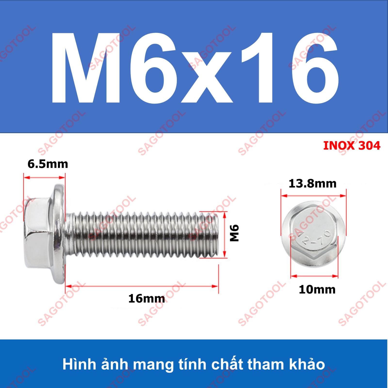 Bulong liền long đền INOX 304 - Ốc inox chống tháo M5 M6 M8 - Ảnh 13