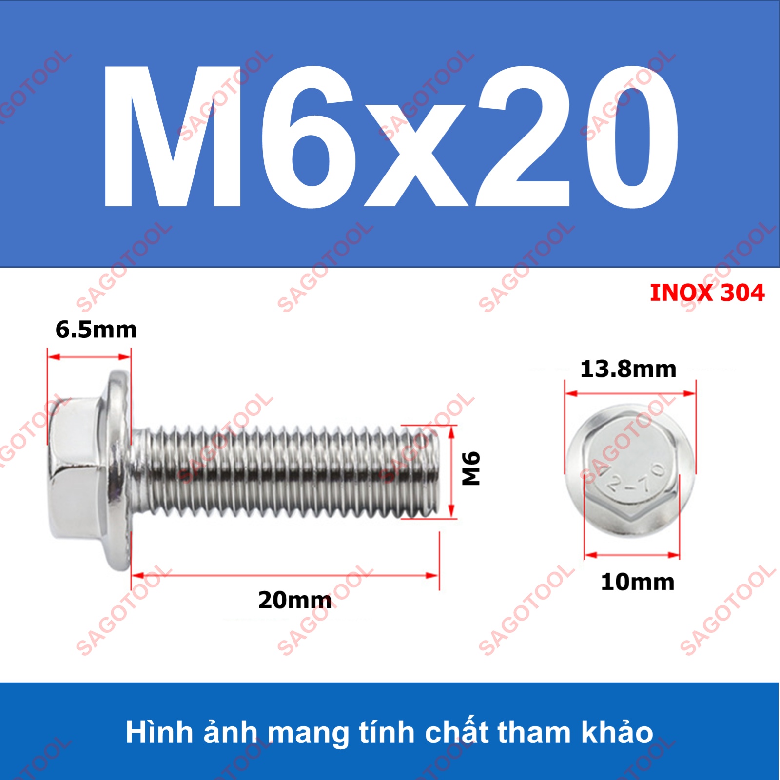Bulong liền long đền INOX 304 - Ốc inox chống tháo M5 M6 M8 - Ảnh 14