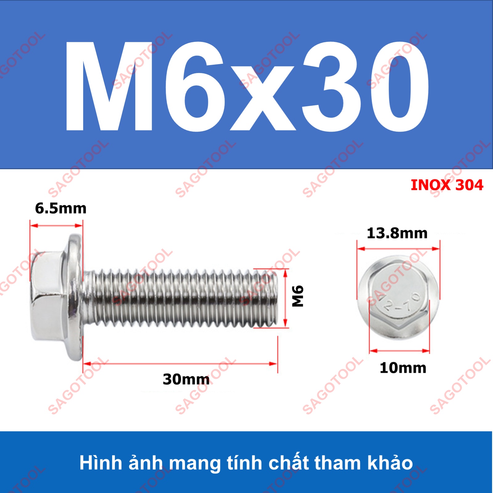 Bulong liền long đền INOX 304 - Ốc inox chống tháo M5 M6 M8 - Ảnh 15