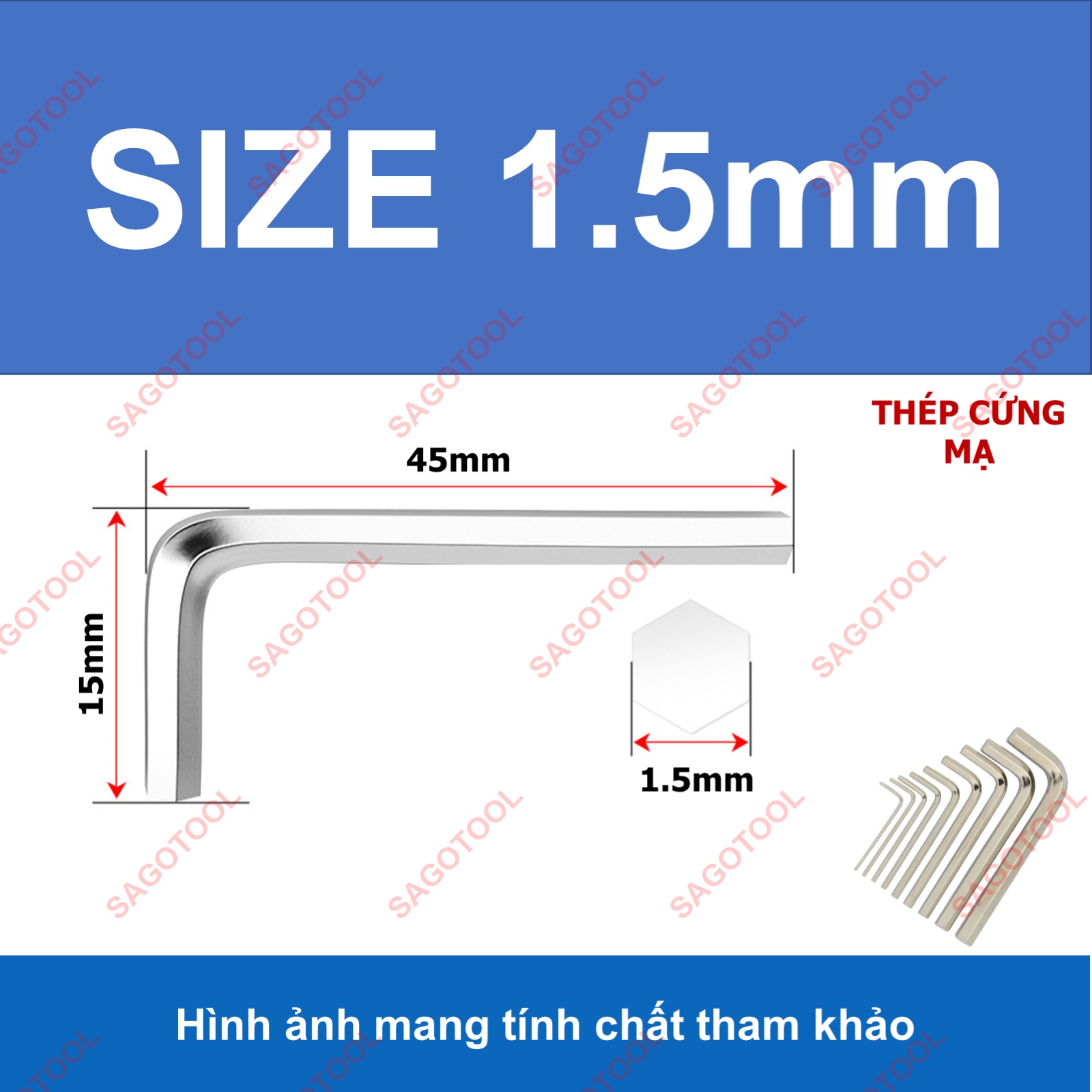 Cây lục giác, bộ lục lăng 6 cạnh mở ốc lục giác size 1.5mm 2mm 2.5mm 3mm 4mm 5mm 6mm 8mm - Ảnh 7