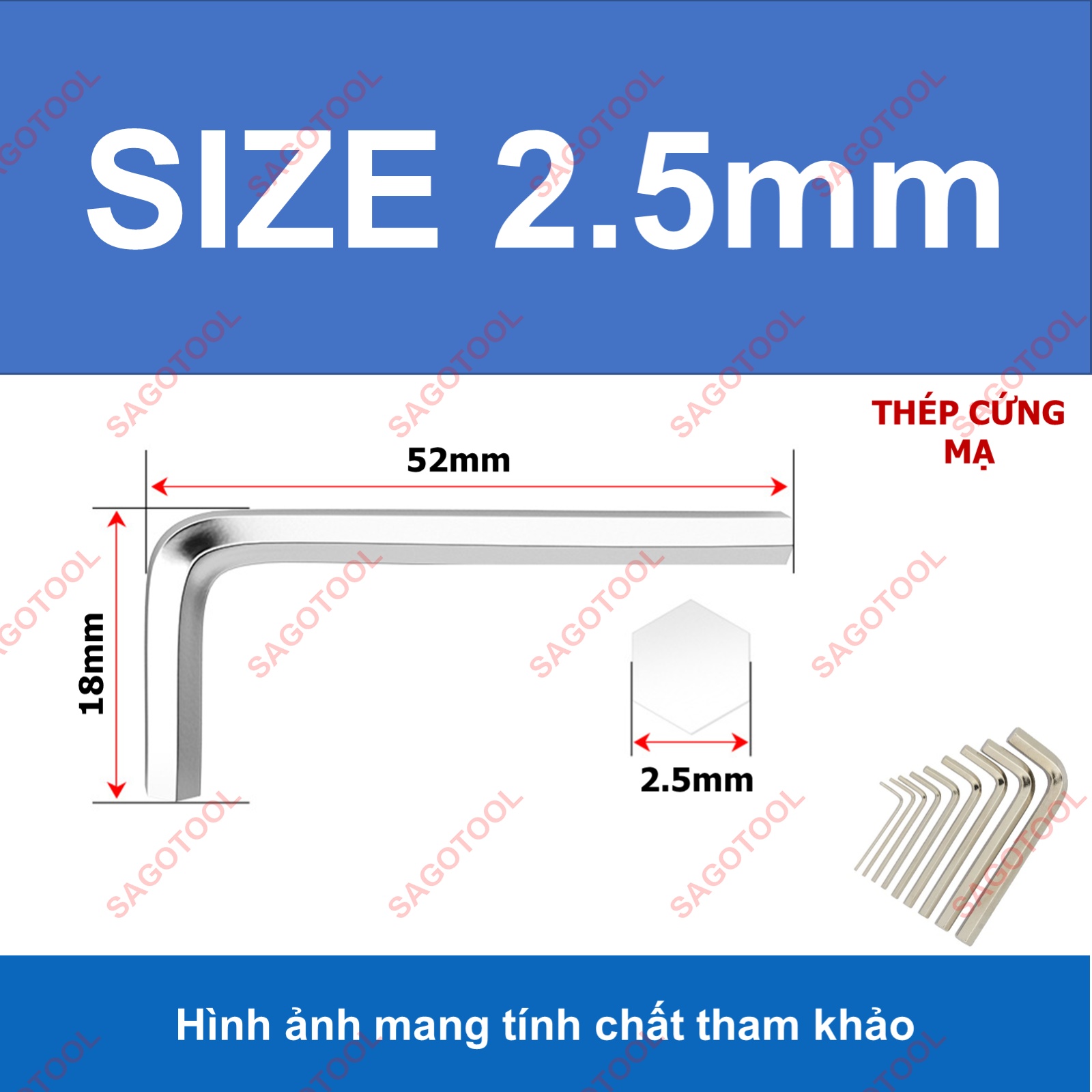 Cây lục giác, bộ lục lăng 6 cạnh mở ốc lục giác size 1.5mm 2mm 2.5mm 3mm 4mm 5mm 6mm 8mm - Ảnh 9