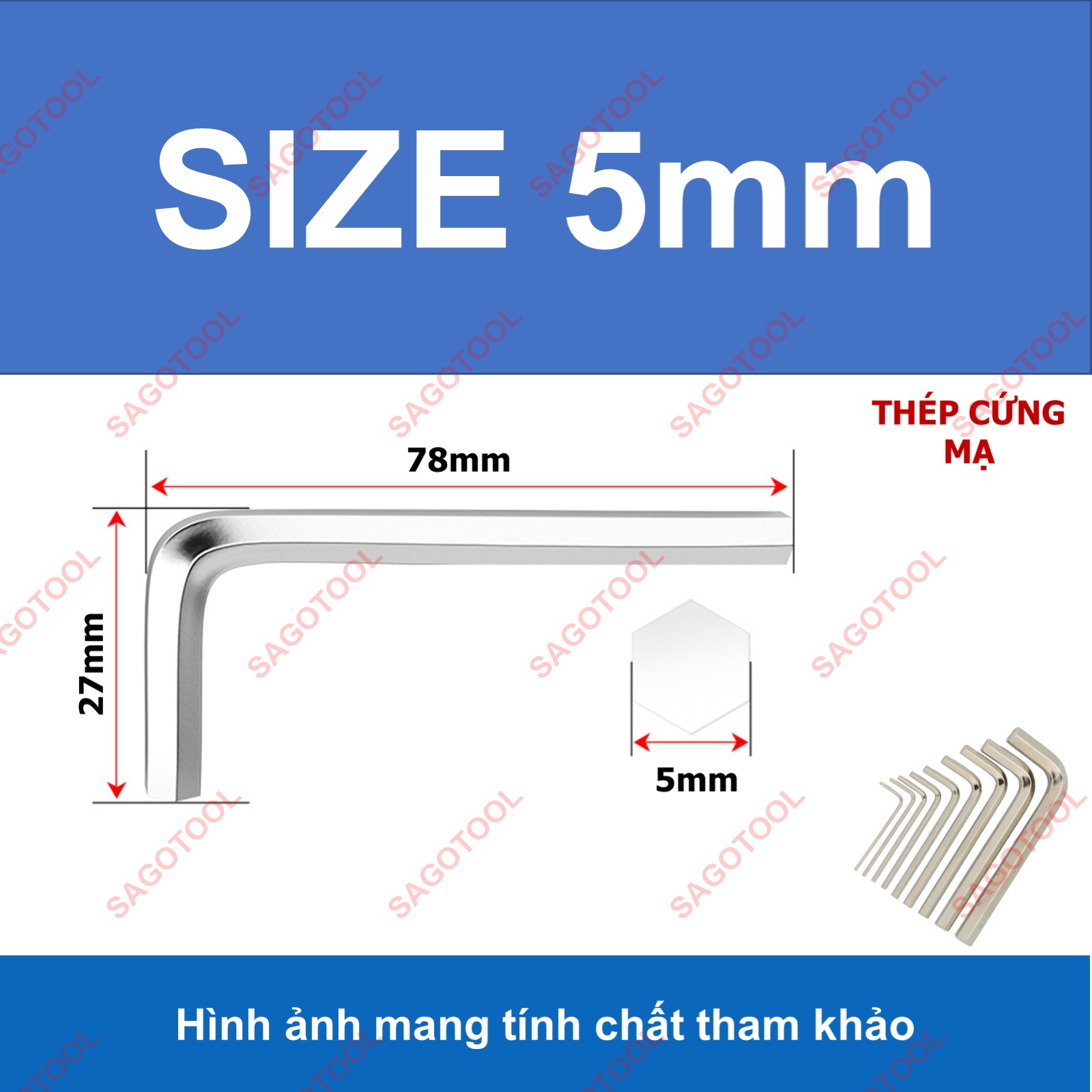 Cây lục giác, bộ lục lăng 6 cạnh mở ốc lục giác size 1.5mm 2mm 2.5mm 3mm 4mm 5mm 6mm 8mm - Ảnh 12