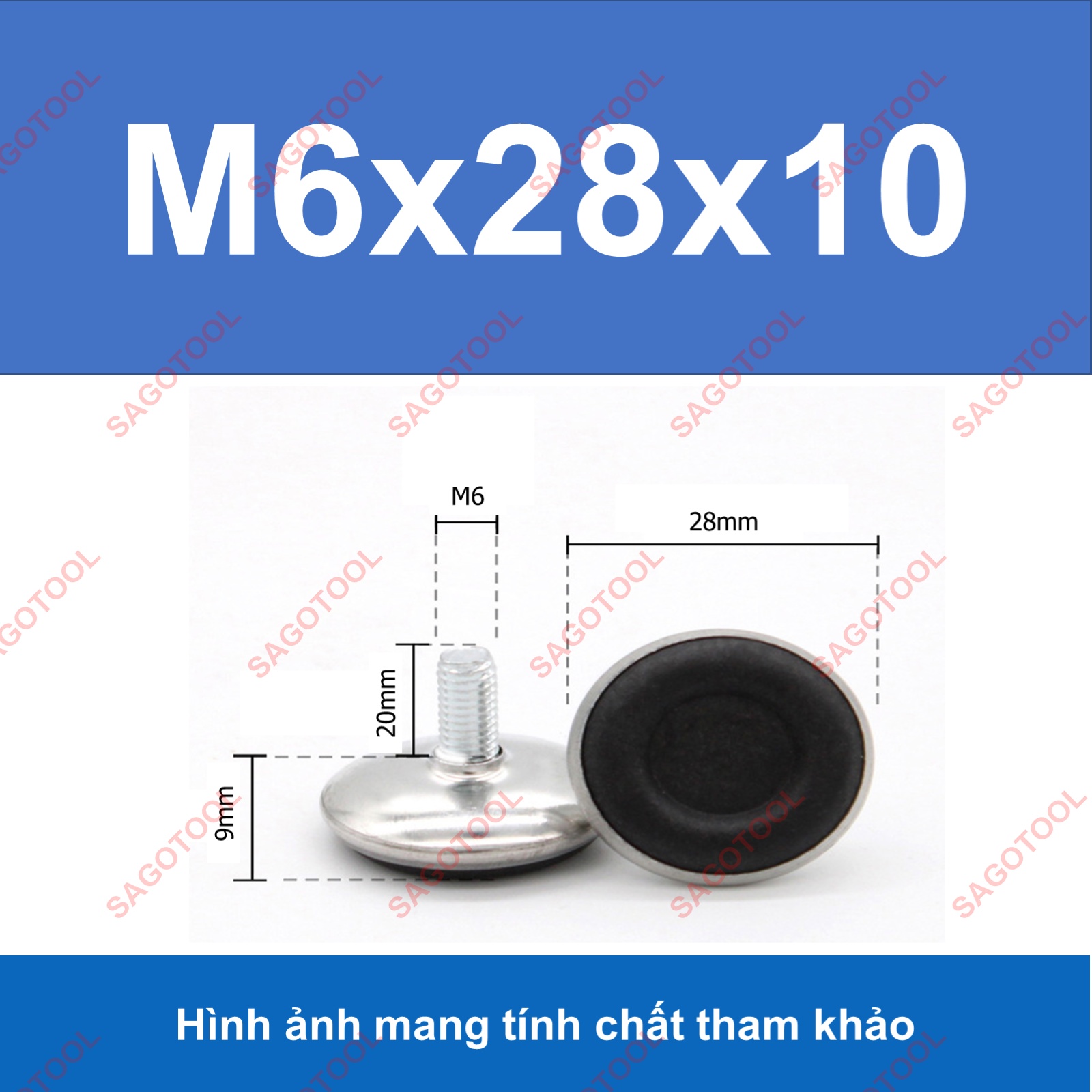 Chân tăng chỉnh chiều cao bàn ghế đế nhựa ren M6 M8 M10 - Ảnh 6