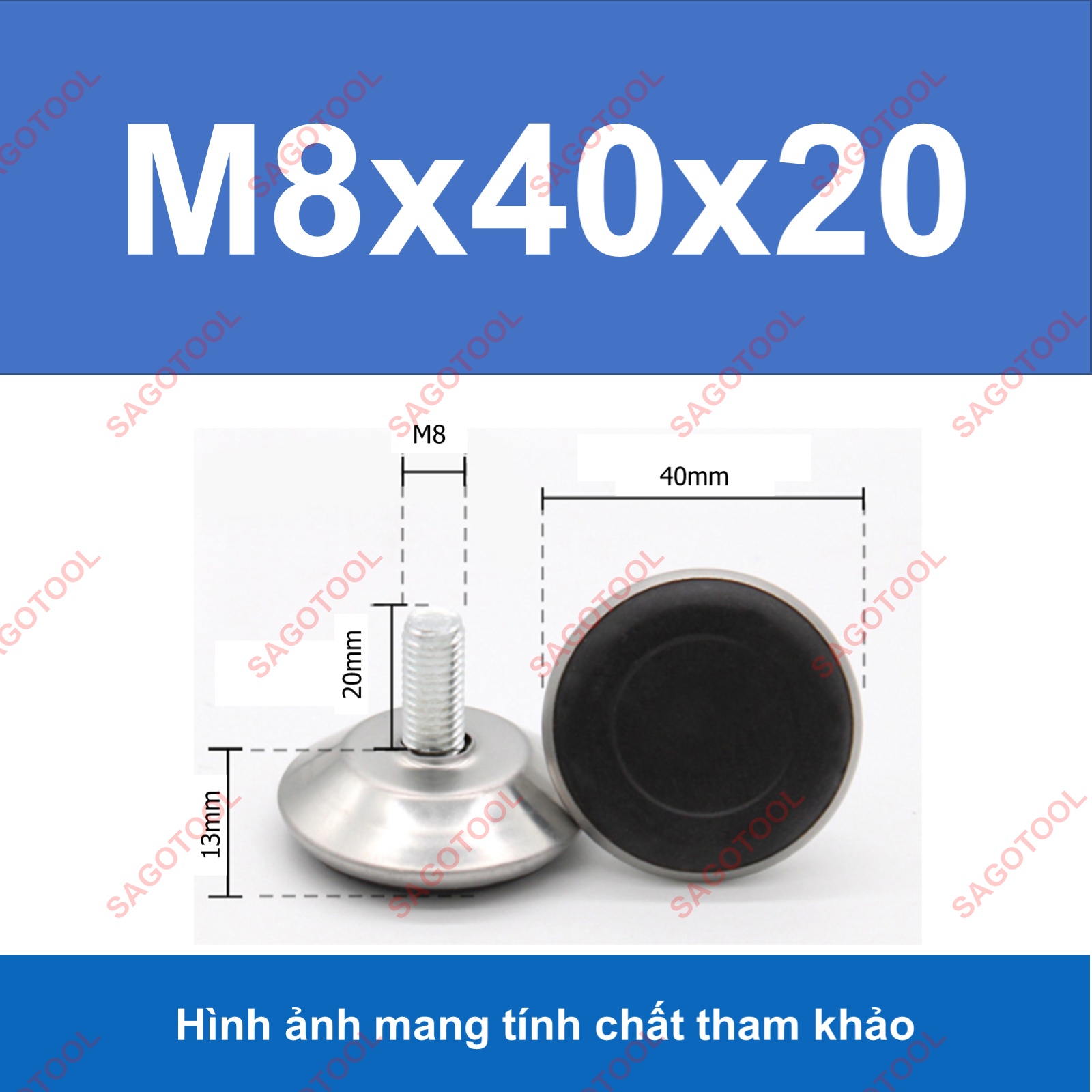 Chân tăng chỉnh chiều cao bàn ghế đế nhựa ren M6 M8 M10 - Ảnh 7