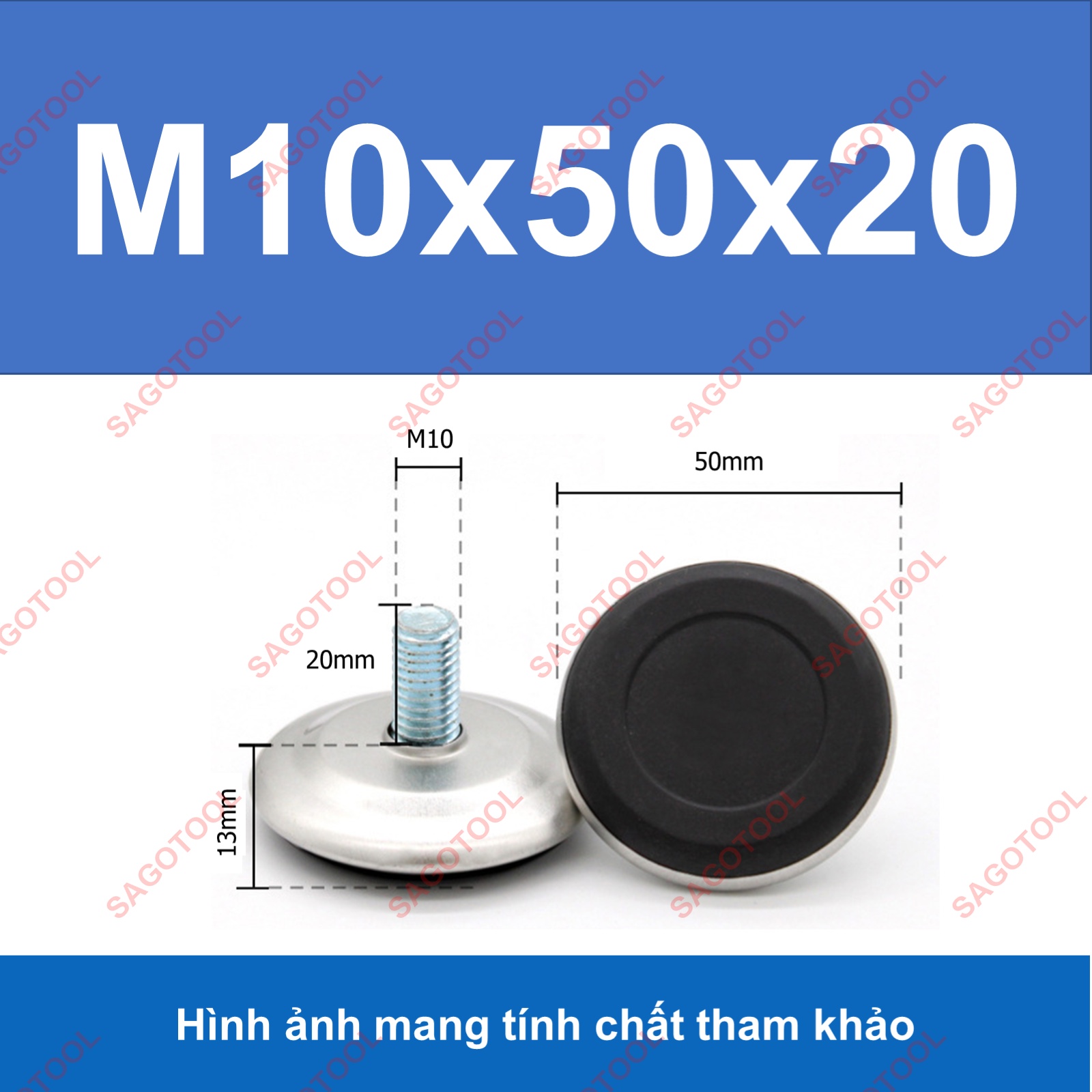 Chân tăng chỉnh chiều cao bàn ghế đế nhựa ren M6 M8 M10 - Ảnh 8