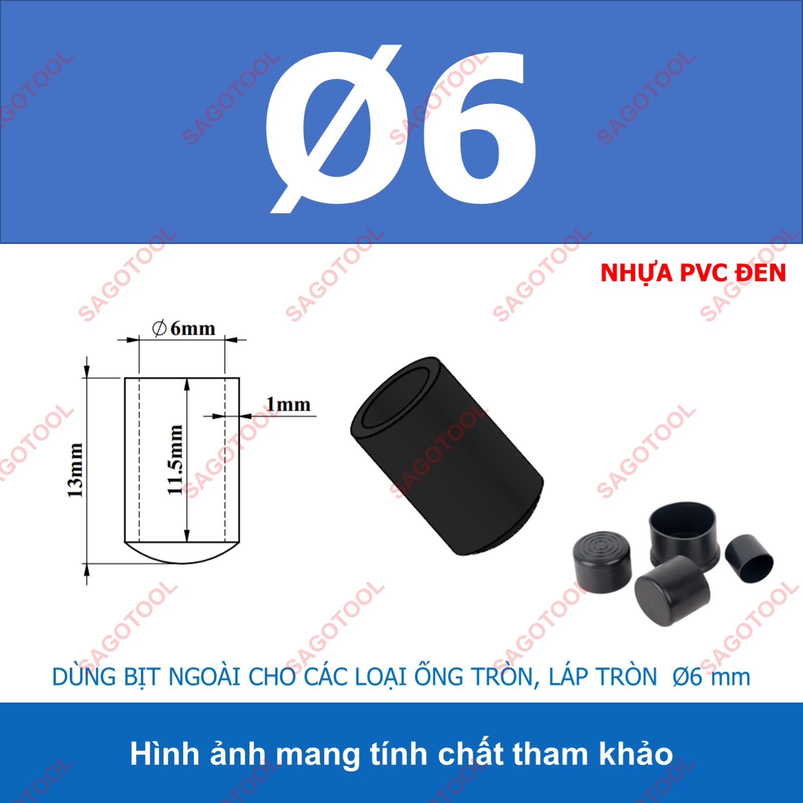 Đầu bịt ngoài ống sắt hộp, đầu bịt chân bàn ghế loại tròn nhiều kích thước phi 6 - phi 60mm (5 cái) - Ảnh 7