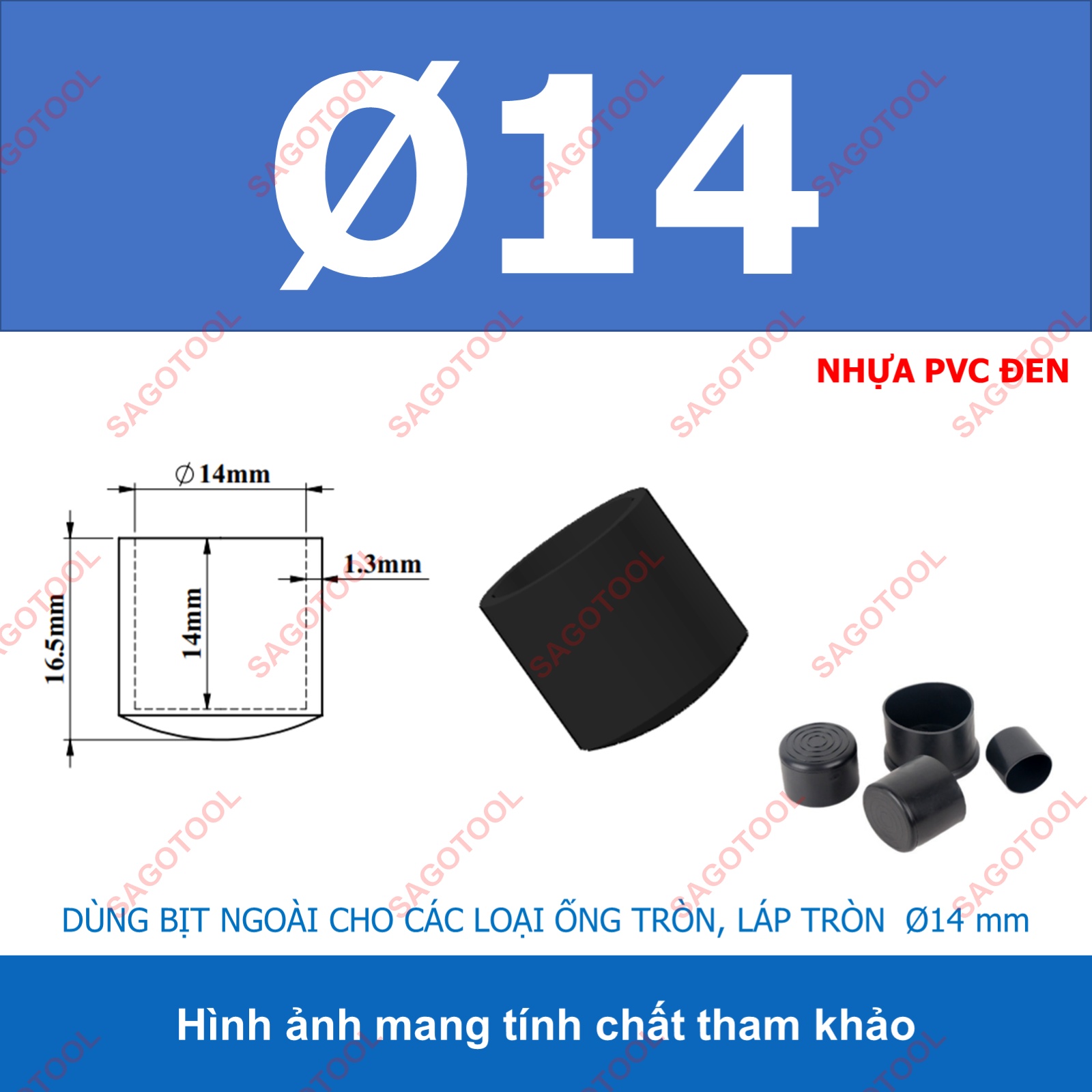Đầu bịt ngoài ống sắt hộp, đầu bịt chân bàn ghế loại tròn nhiều kích thước phi 6 - phi 60mm (5 cái) - Ảnh 11