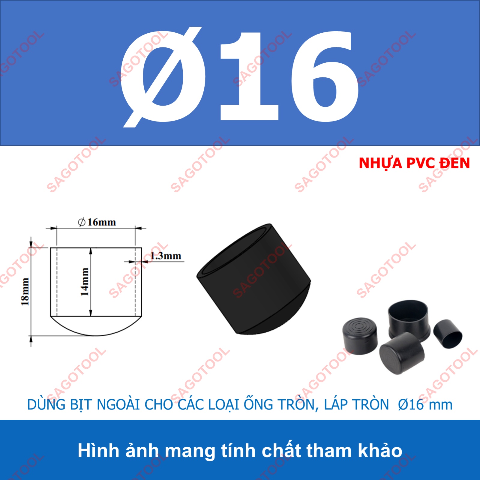 Đầu bịt ngoài ống sắt hộp, đầu bịt chân bàn ghế loại tròn nhiều kích thước phi 6 - phi 60mm (5 cái) - Ảnh 12