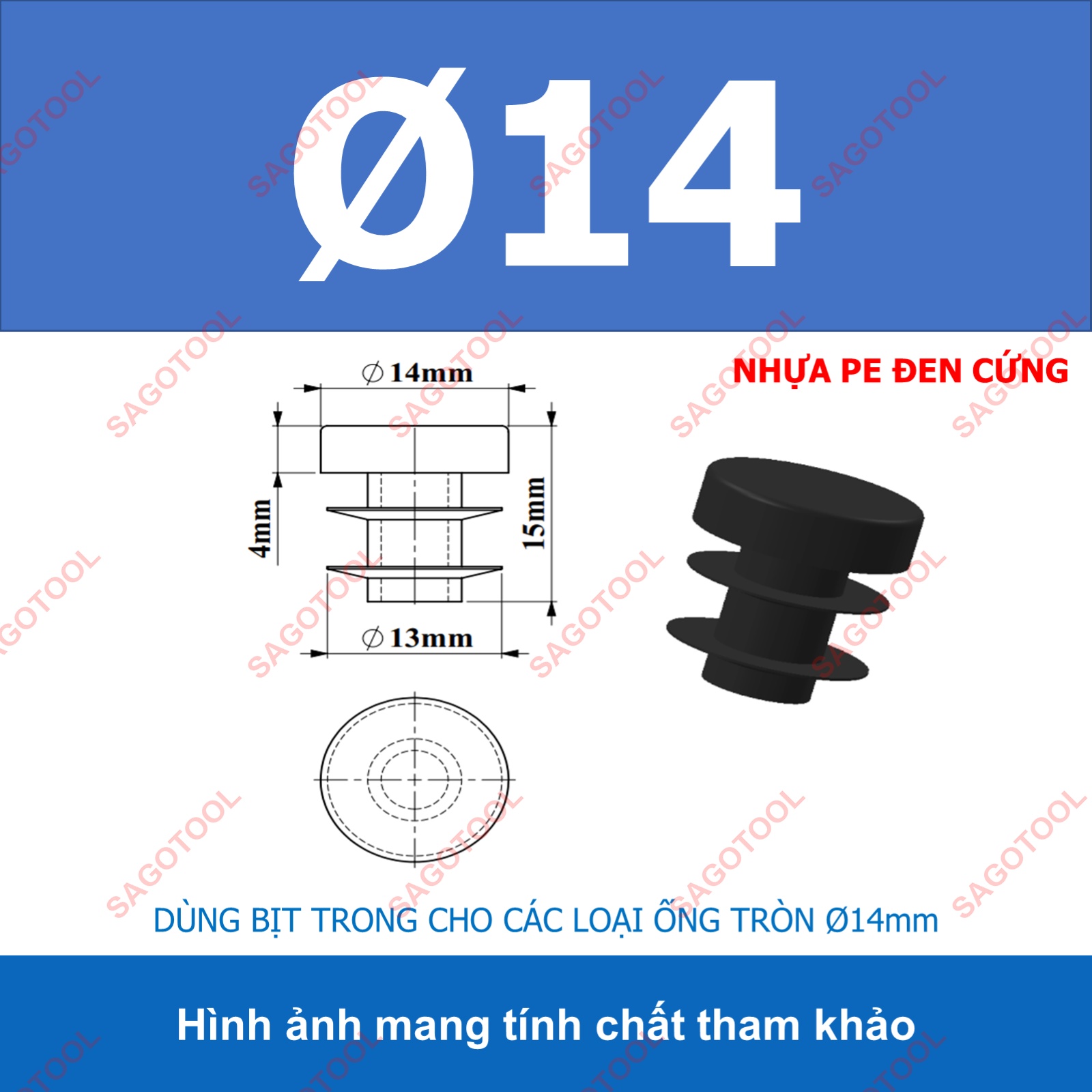 Đầu bịt trong ống sắt hộp, đầu bịt chân bàn ghế loại tròn nhiều kích thước phi 12 - phi 60mm - Ảnh 8