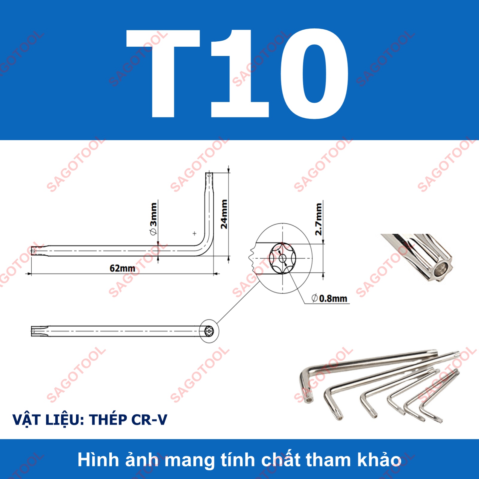 Lục giác hoa thị đầu sao lẻ T10-T40 | Cây lục giác bông vặn ốc đa năng - Ảnh 6