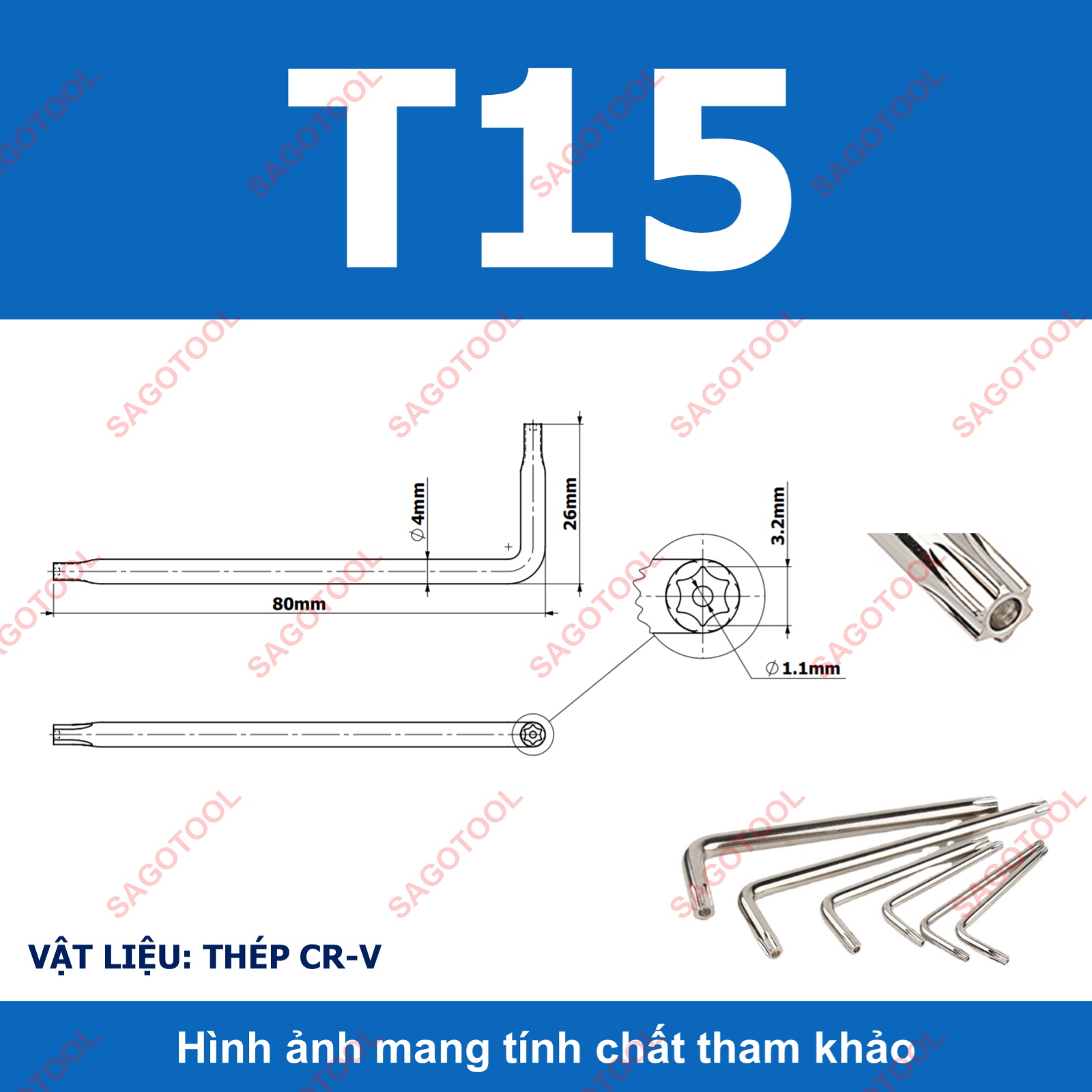 Lục giác hoa thị đầu sao lẻ T10-T40 | Cây lục giác bông vặn ốc đa năng - Ảnh 7