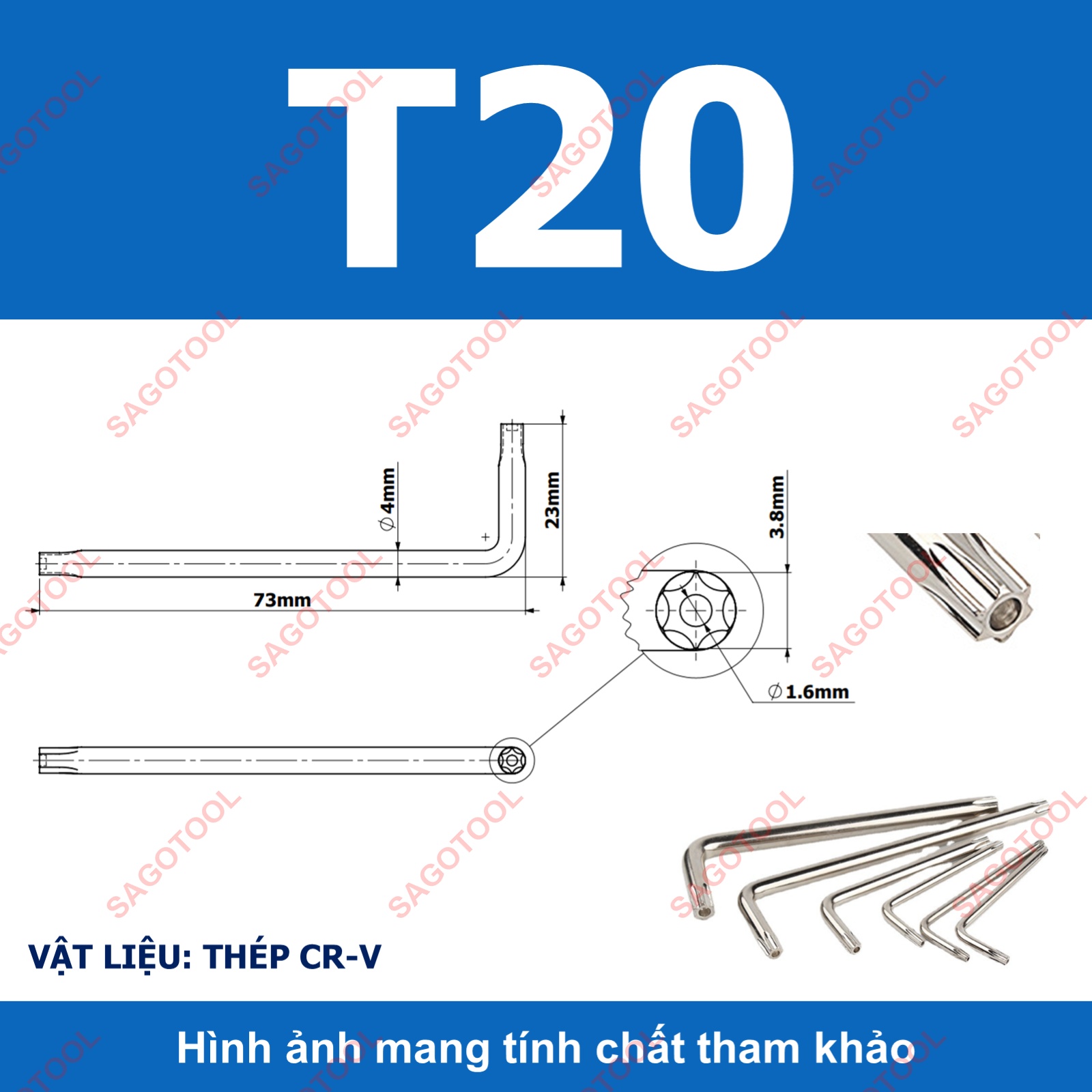 Lục giác hoa thị đầu sao lẻ T10-T40 | Cây lục giác bông vặn ốc đa năng - Ảnh 8