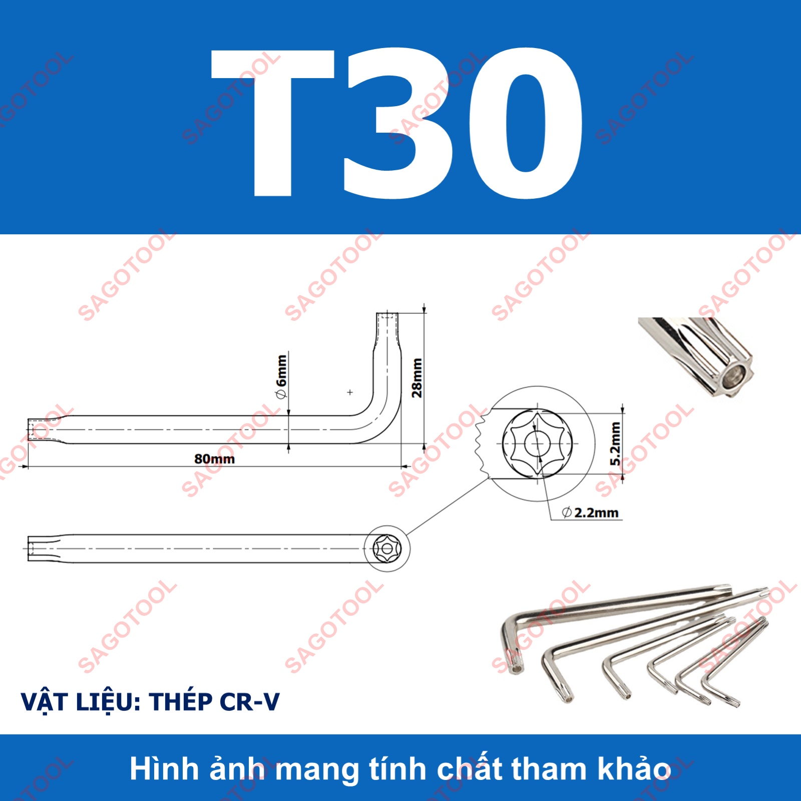 Lục giác hoa thị đầu sao lẻ T10-T40 | Cây lục giác bông vặn ốc đa năng - Ảnh 10