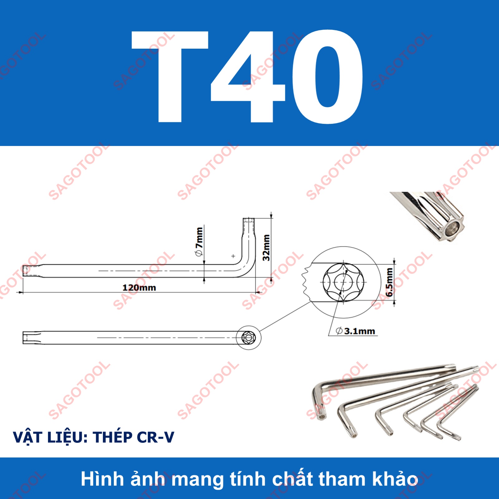 Lục giác hoa thị đầu sao lẻ T10-T40 | Cây lục giác bông vặn ốc đa năng - Ảnh 11