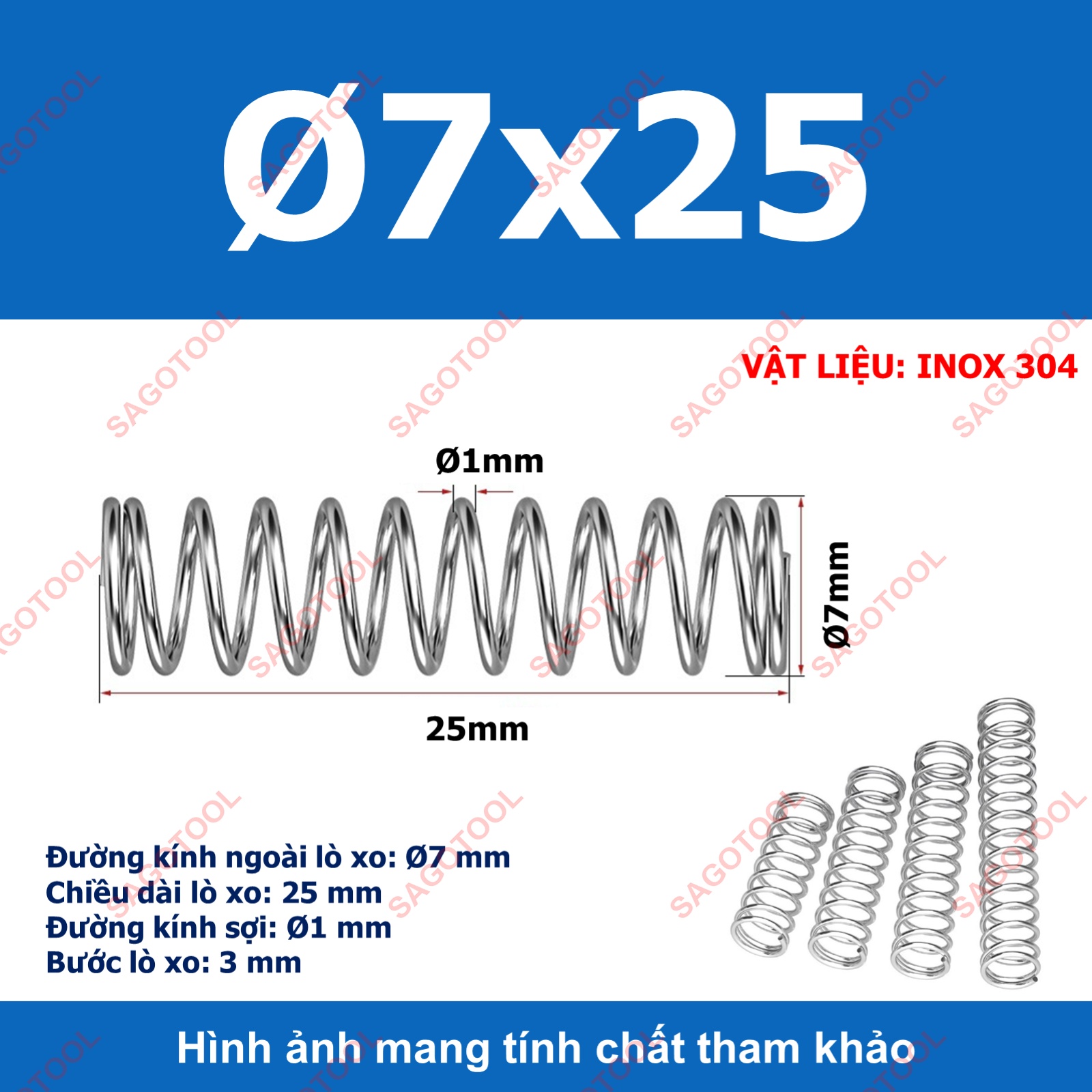 Set 5 cái Lò xo nén inox 304 phi 4.5mm, phi 6mm, phi 7mm dài 20mm 25mm 30mm 40mm - Ảnh 15