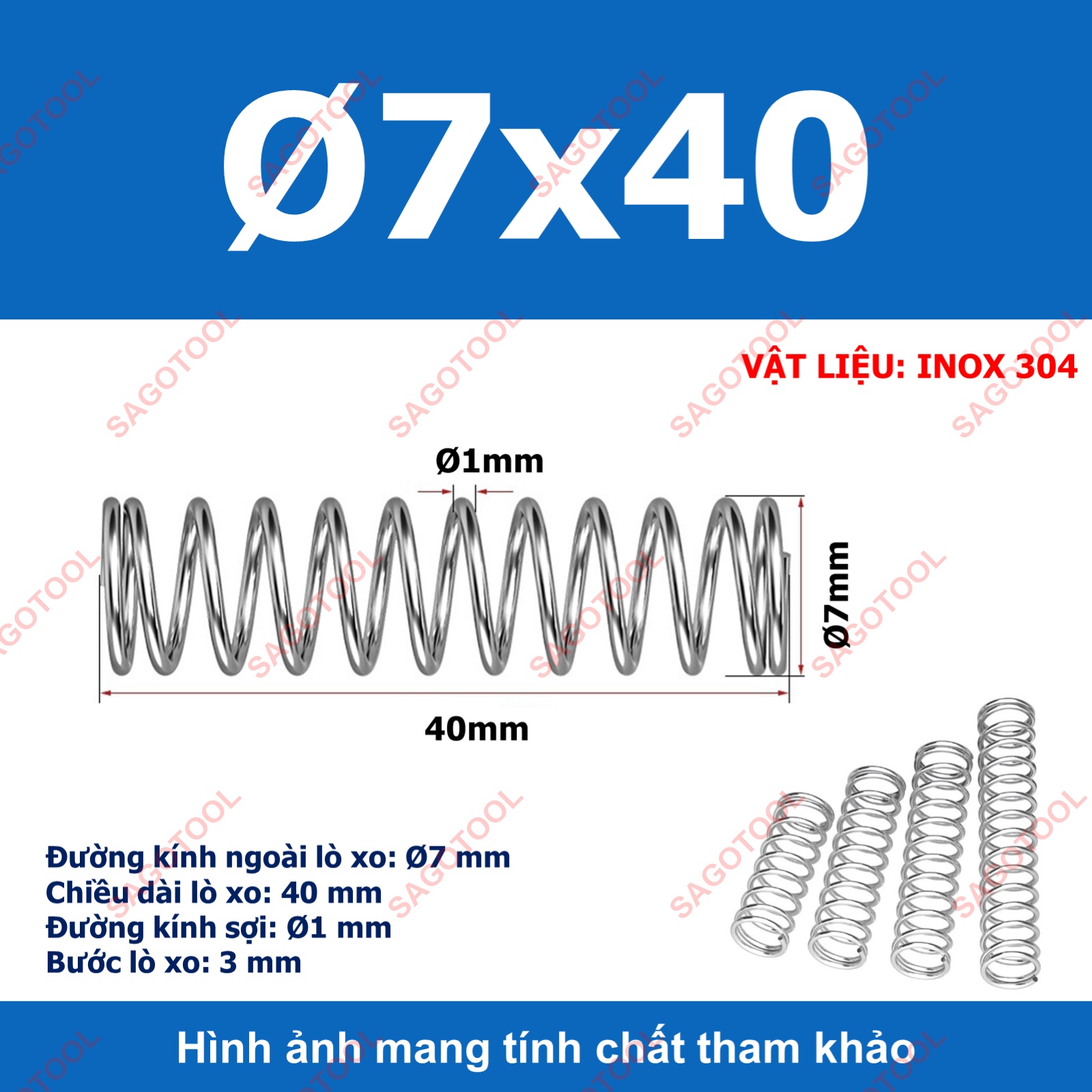 Set 5 cái Lò xo nén inox 304 phi 4.5mm, phi 6mm, phi 7mm dài 20mm 25mm 30mm 40mm - Ảnh 17