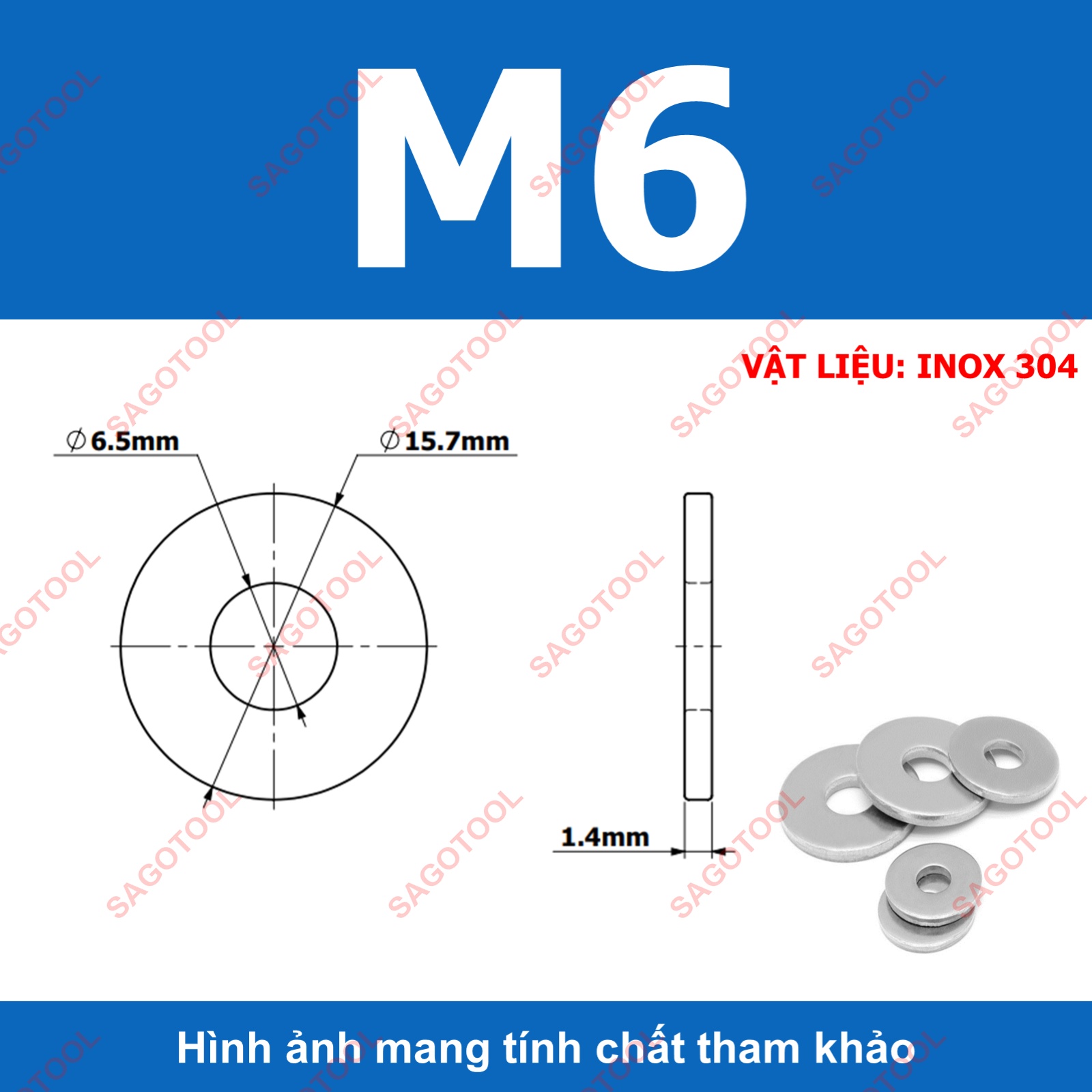 Long đền phẳng inox 304 bản rộng M5 M6 M8 M10 M12 long đền phẳng chịu lực - Ảnh 7