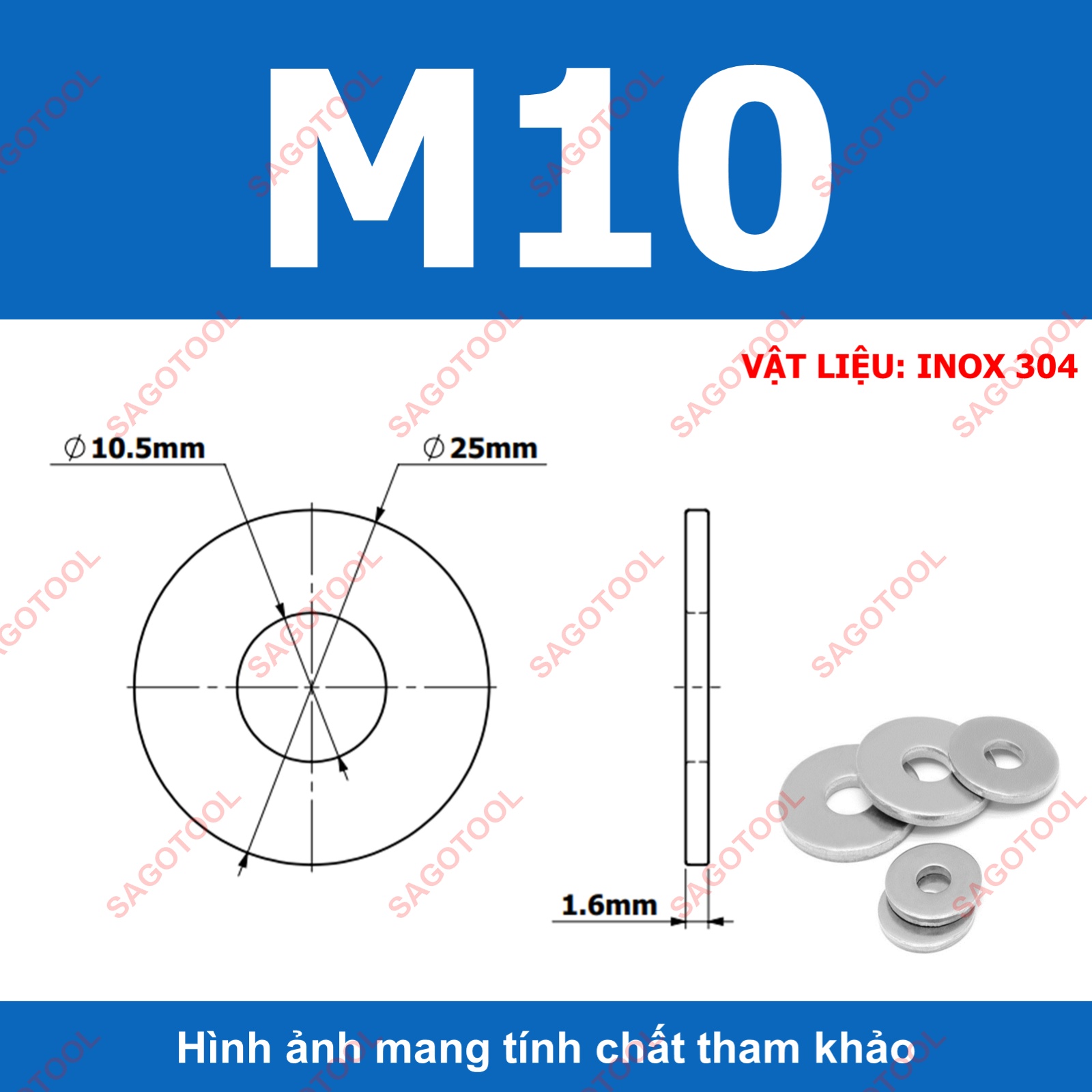 Long đền phẳng inox 304 bản rộng M5 M6 M8 M10 M12 long đền phẳng chịu lực - Ảnh 9