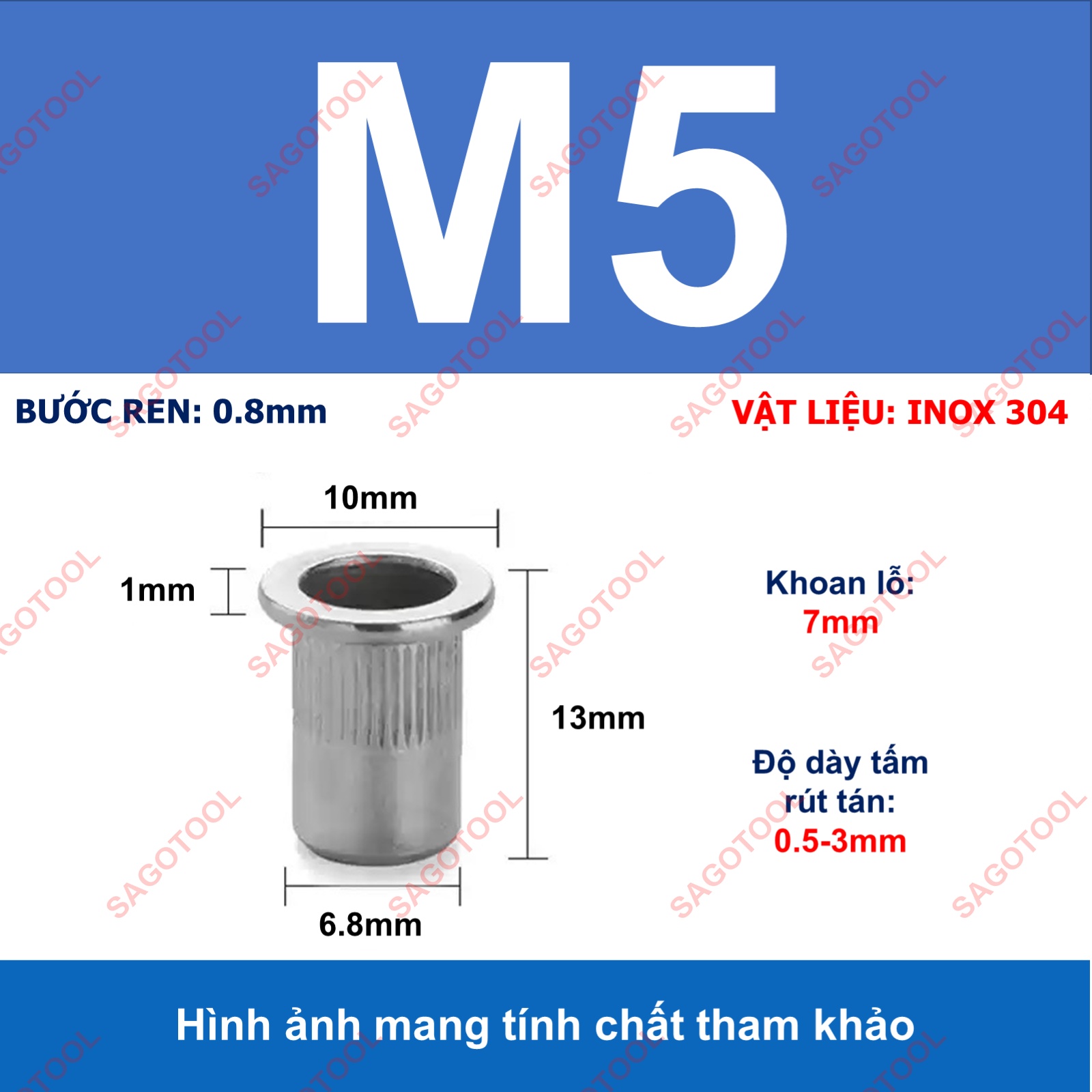 Tán ecu rút inox 304 size M3 M4 M5 M6 M8 M10 loại tốt - Ảnh 14