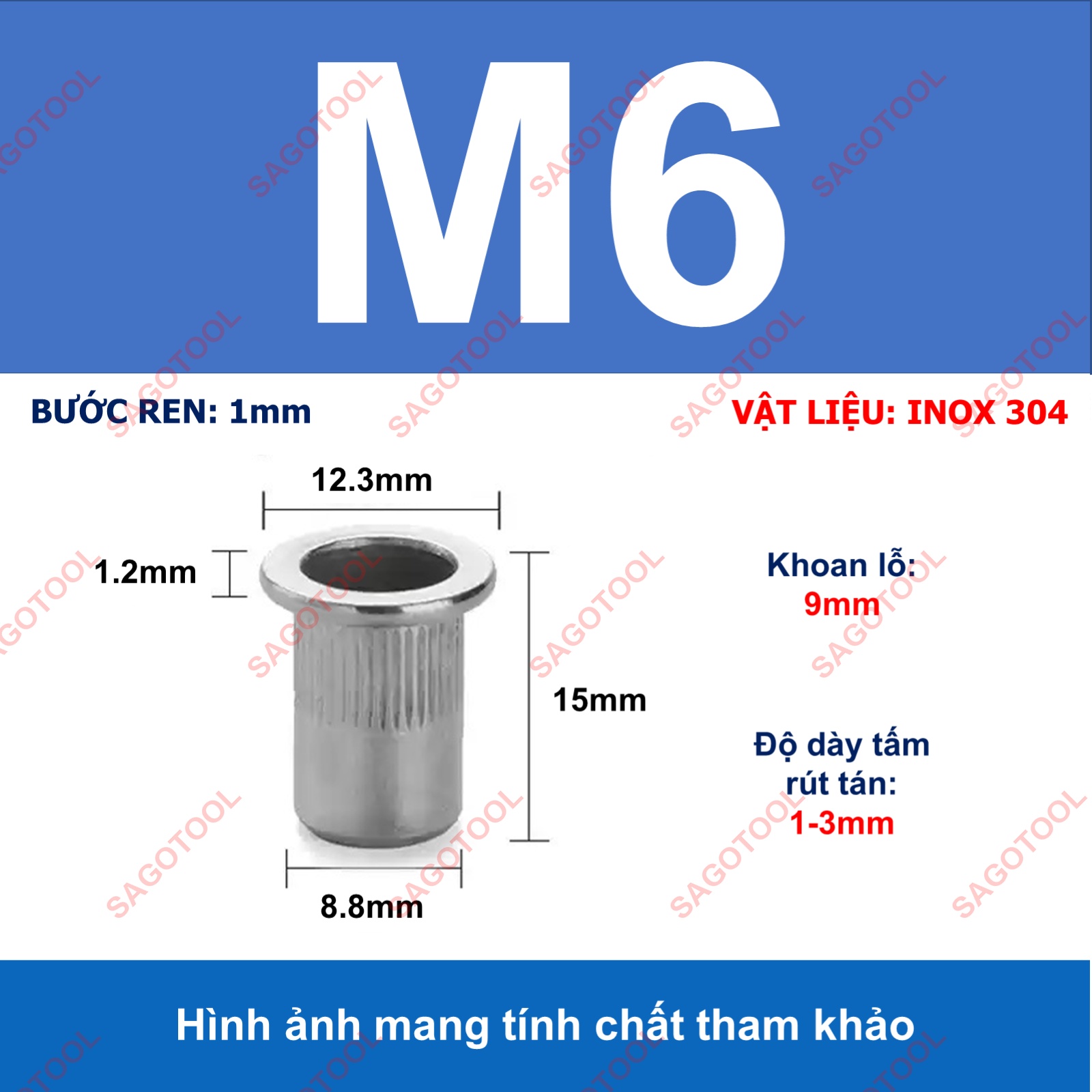 Tán ecu rút inox 304 size M3 M4 M5 M6 M8 M10 loại tốt - Ảnh 15