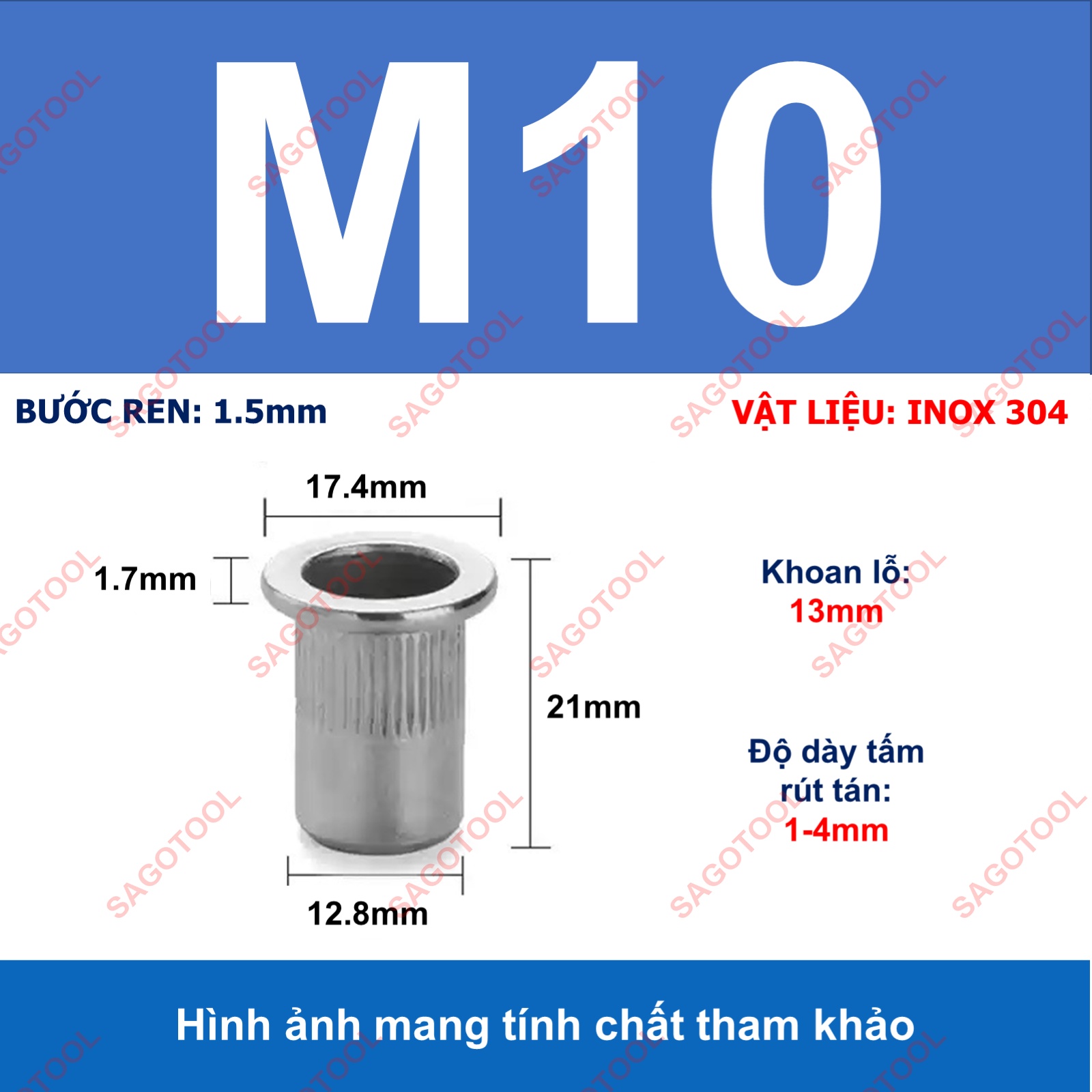 Tán ecu rút inox 304 size M3 M4 M5 M6 M8 M10 loại tốt - Ảnh 17