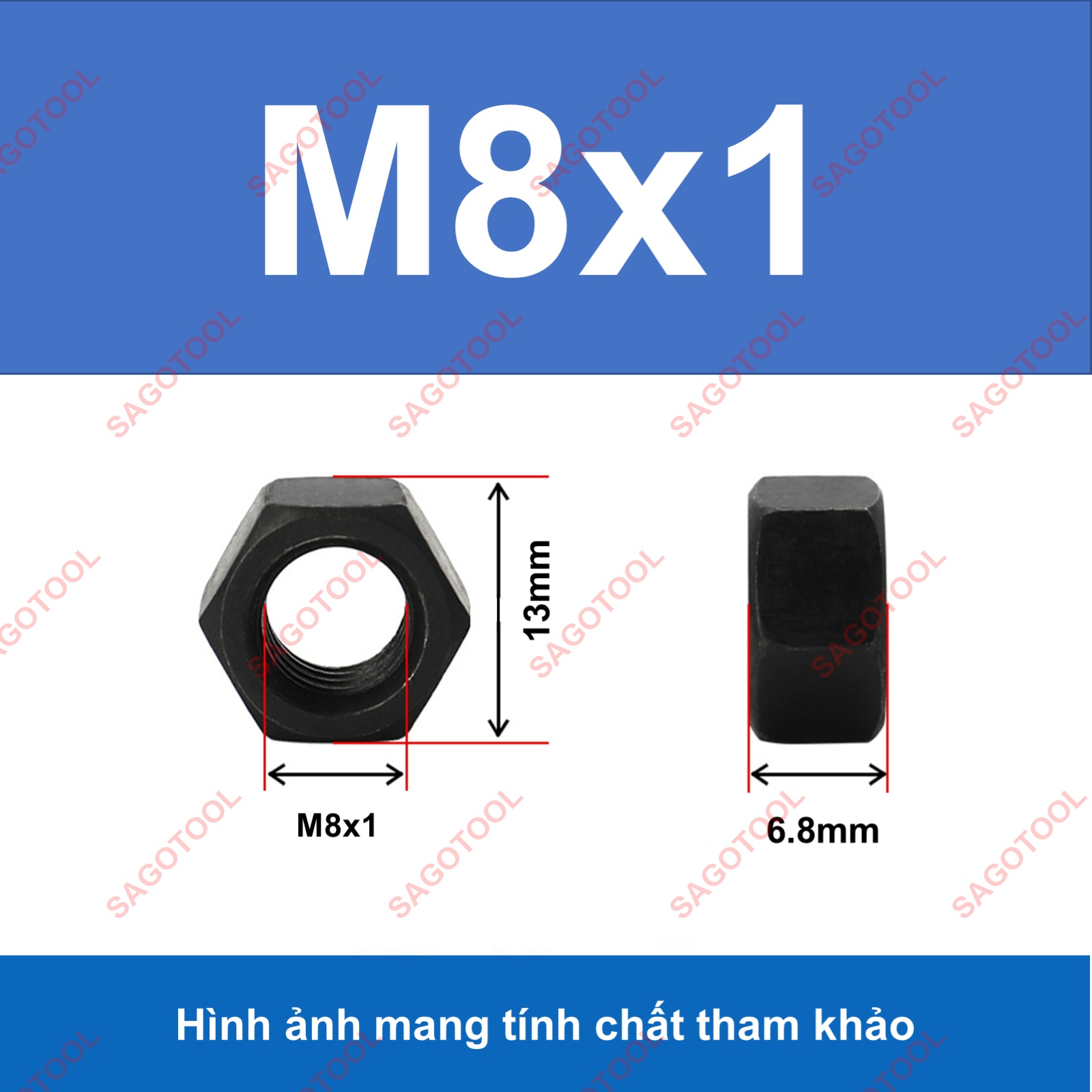 Đai Ốc thép đen ren mịn, Tán Ecu thép đen ren nhuyễn Dùng Cho Bulong M8, M10, M12, M14, M16, M18, M20 - Ảnh 6